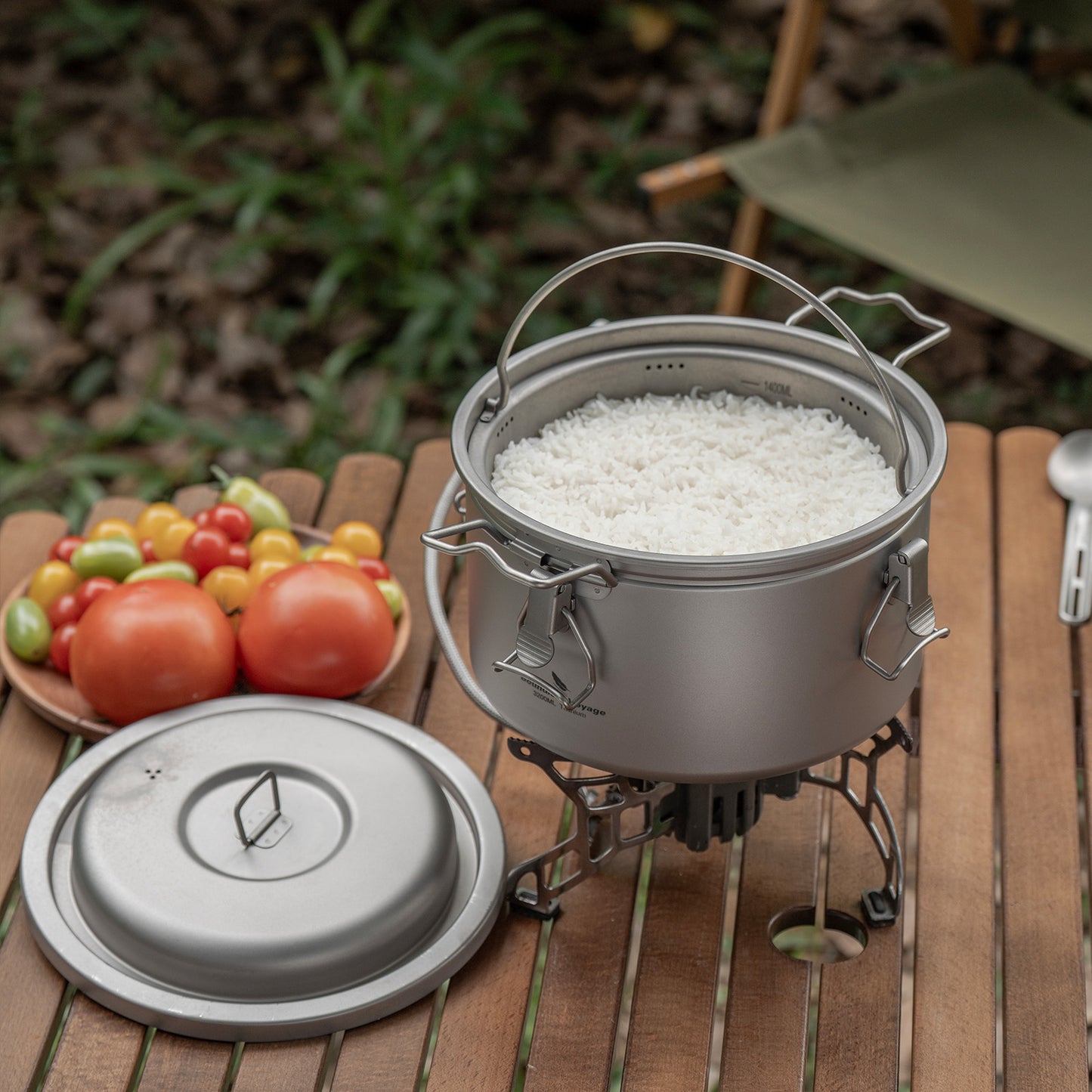 Boundless Voyage Titanium Camping Pot Multifunctional Cooker Ultralight Rice Cooker for Outdoor, Hiking, Travelling Ti2088C-Ti2092C
