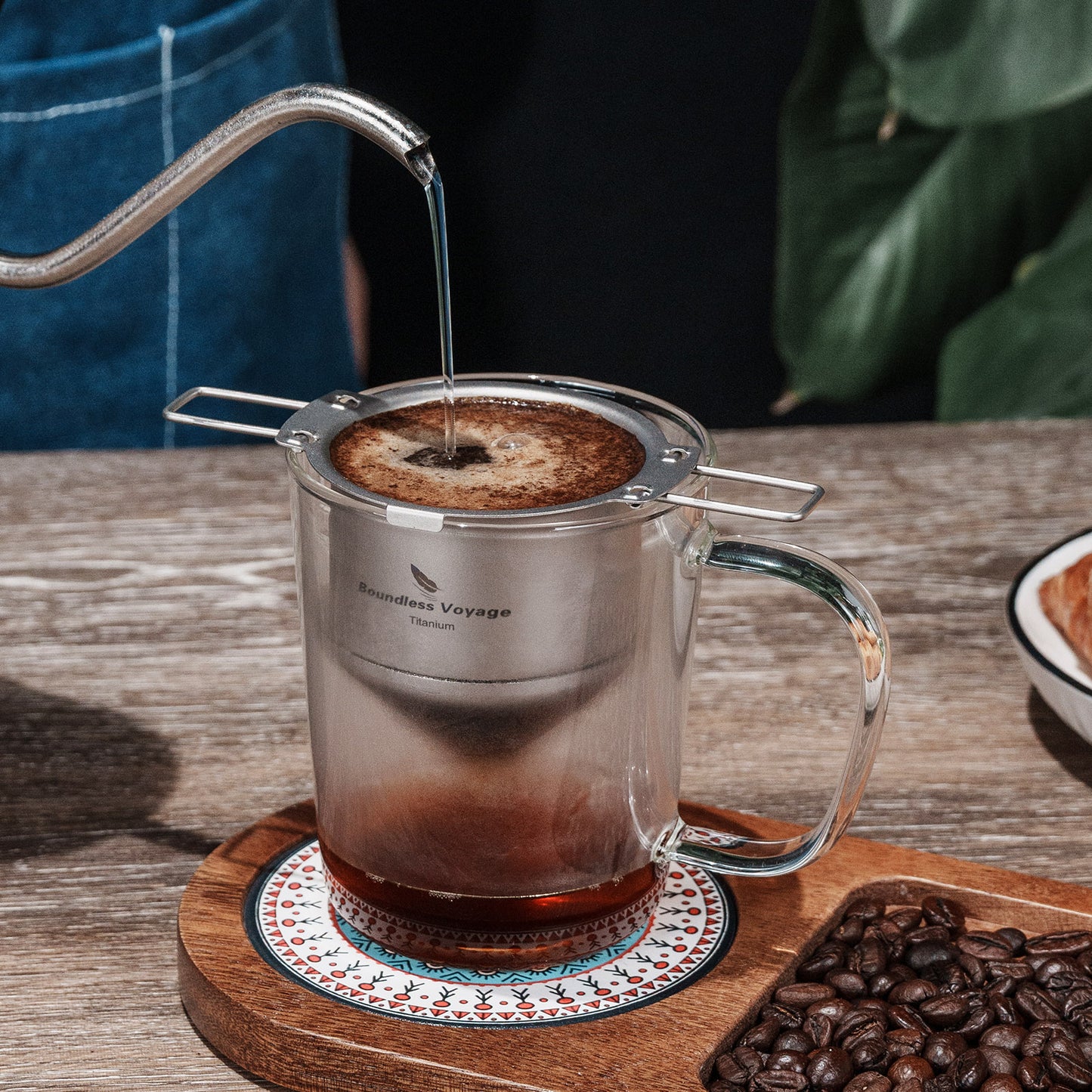 Boundless Voyage Titanium Folding Coffee Drip Filter, Ultralight Portable Hanging Ear Hand Brew Coffee Filter, Fits Mugs with 6.5cm–12.5cm Diameter Ti6002P