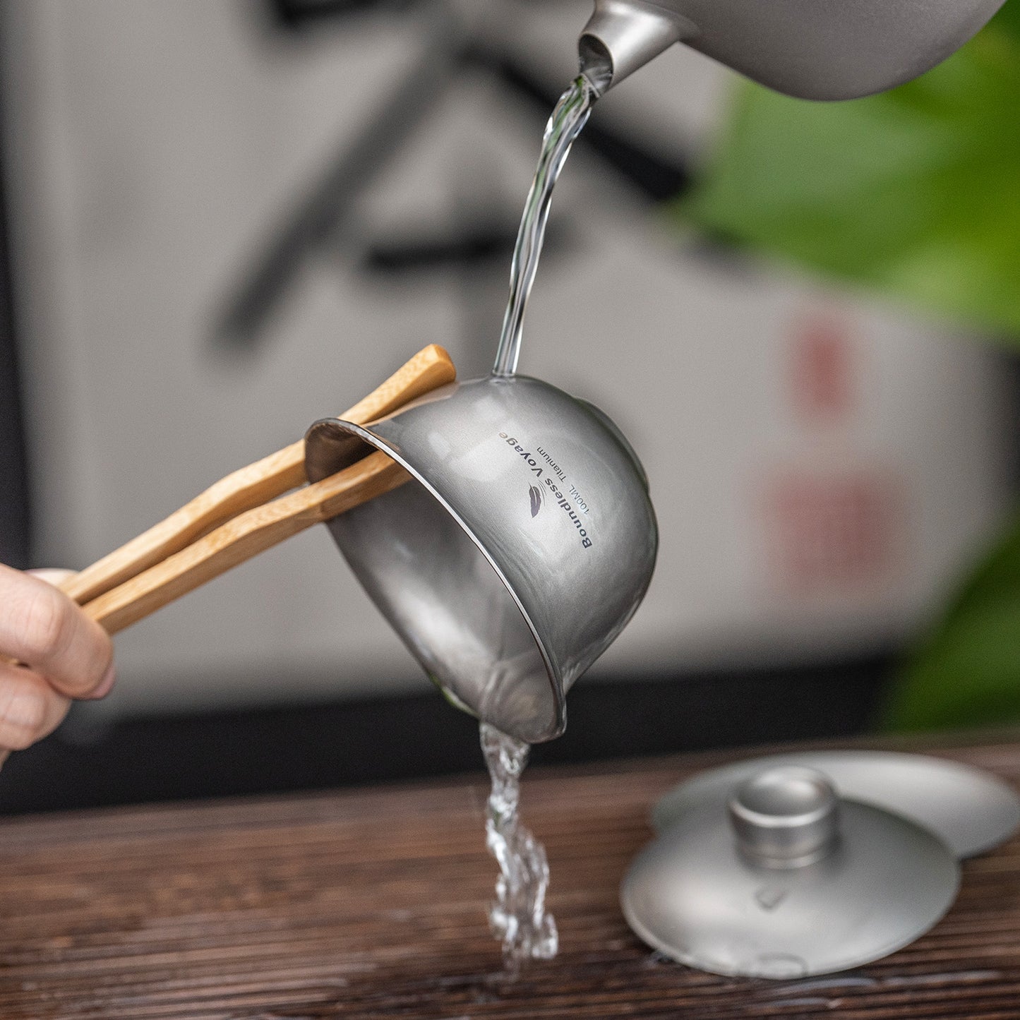 Boundless Voyage 100ml Titanium Double-Walled Gaiwan, Traditional Chinese Three-Talent Triad Covered Tea Bowl, Anti-Scald Kung Fu Tea Set for Home Tea Brewing Ti3143D