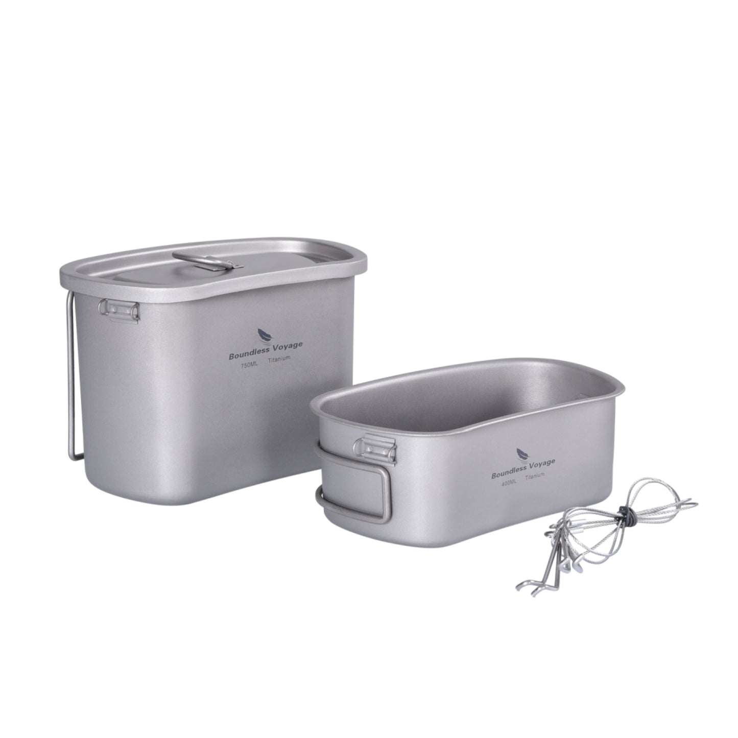 Boundless Voyage Titanium Military Canteen Cups Set Outdoor Camping Water Bottle Bowl Kettle Cooking Set Mess Kit Ti2047C-Ti2049C
