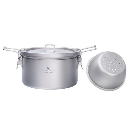 Boundless Voyage Titan Topf Multifunktionaler Reiskocher 2L+0.9L Topfset Ultraleichtes Outdoor Camping Kochgeschirr Ti2087C