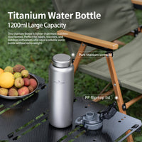 Boundless Voyage Pure Titanium Water Bottle 1200ml Dual Lids Flip Top & Screw Cap Ultralight Leakproof for Camping Hiking Gym Travel Ti3019D