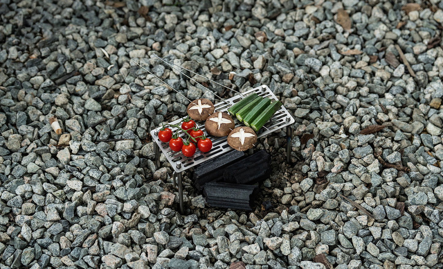 Boundless Voyage Mini Titanium Camping BBQ Grill with Storage Carry Bag, Ultralight Portable Gridiron for Charcoal Barbecue, Backpacking & Outdoor Travel Ti2023C