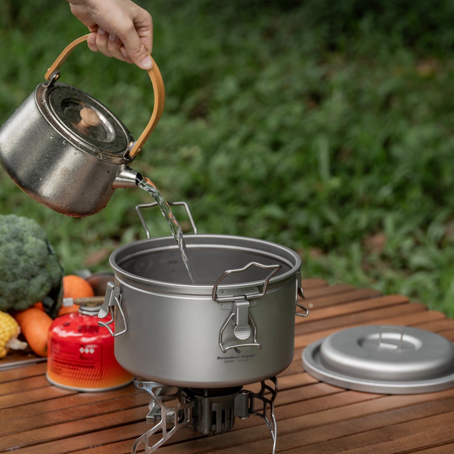 Boundless Voyage Titanium Camping Pot Multifunctional Cooker Ultralight Rice Cooker for Outdoor, Hiking, Travelling Ti2088C-Ti2092C