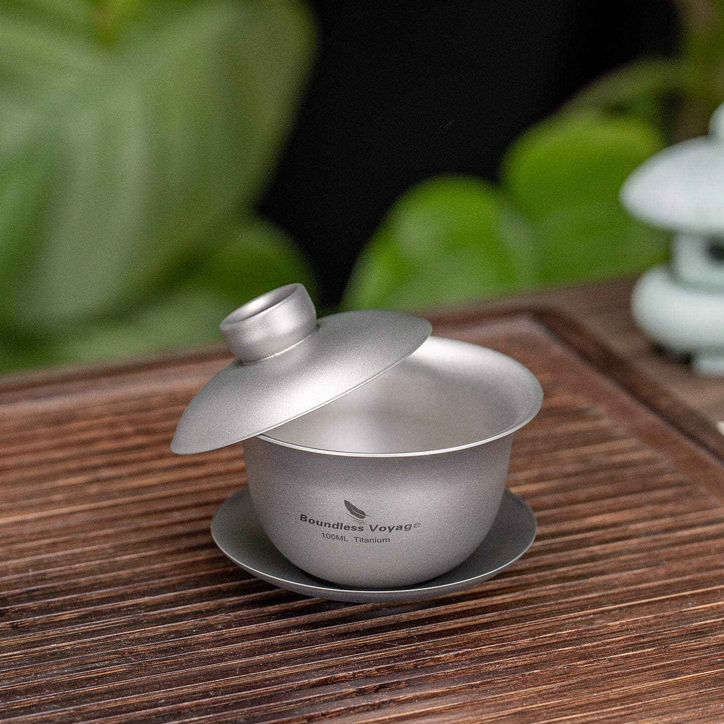 Boundless Voyage 100ml Titanium Double-Walled Gaiwan, Traditional Chinese Three-Talent Triad Covered Tea Bowl, Anti-Scald Kung Fu Tea Set for Home Tea Brewing Ti3143D