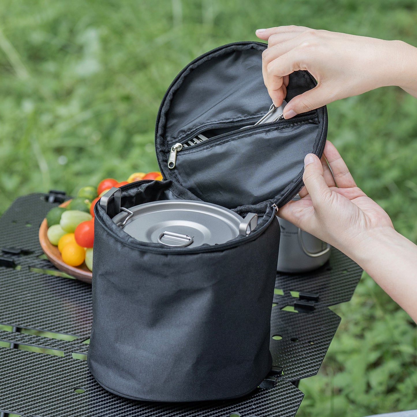Boundless Voyage Sandblasted Matte Finish Ultralight Titanium Camping Rice Cooker Pot, 1.4L Outer Pot with 0.9L Inner Container, Portable Cookware for Hiking, Travel & Outdoor Camping Ti2093C