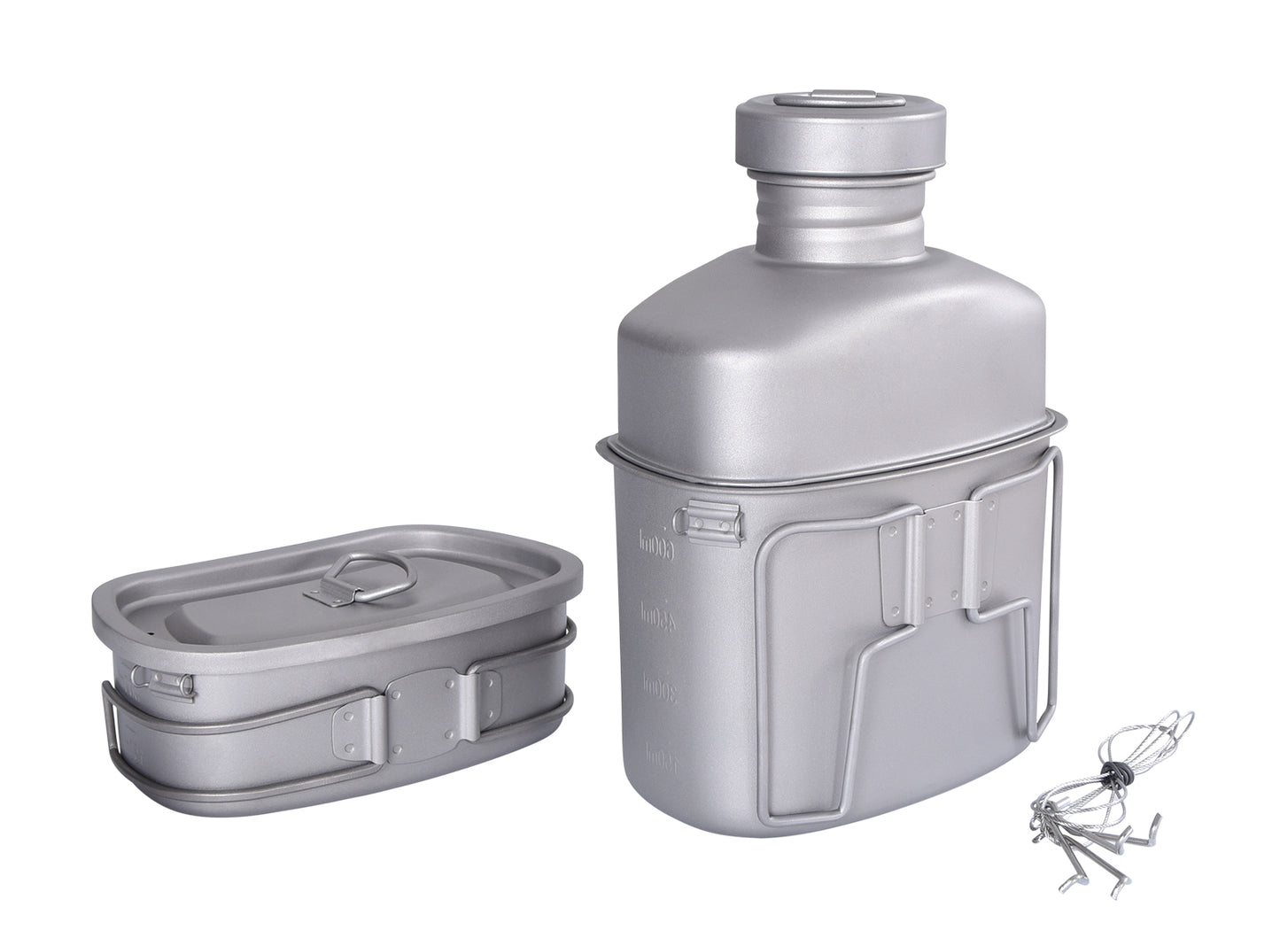 Boundless Voyage Titanium Military Canteen Cups Set Outdoor Camping Water Bottle Bowl Kettle Cooking Set Mess Kit Ti2047C-Ti2049C