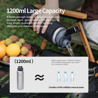 Boundless Voyage Pure Titanium Water Bottle 1200ml Dual Lids Flip Top & Screw Cap Ultralight Leakproof for Camping Hiking Gym Travel Ti3019D