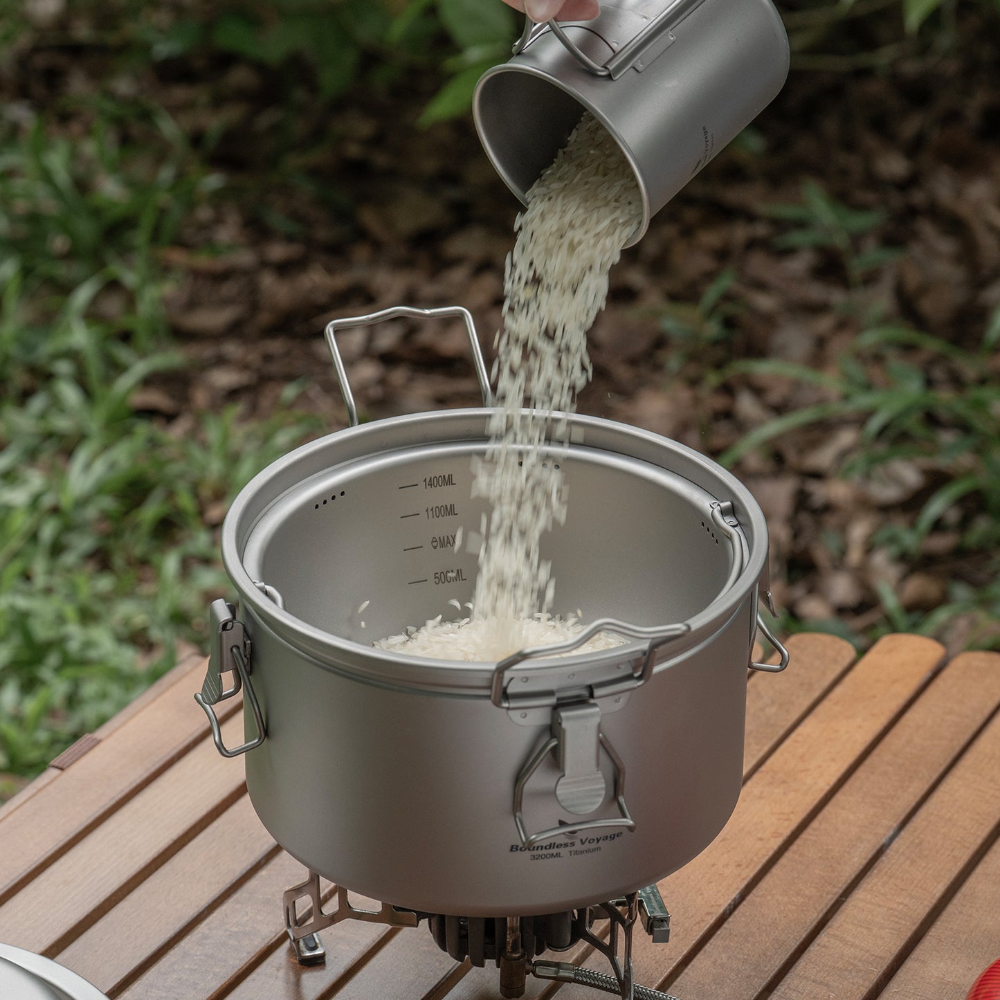 Boundless Voyage Titanium Camping Pot Multifunctional Cooker Ultralight Rice Cooker for Outdoor, Hiking, Travelling Ti2088C-Ti2092C