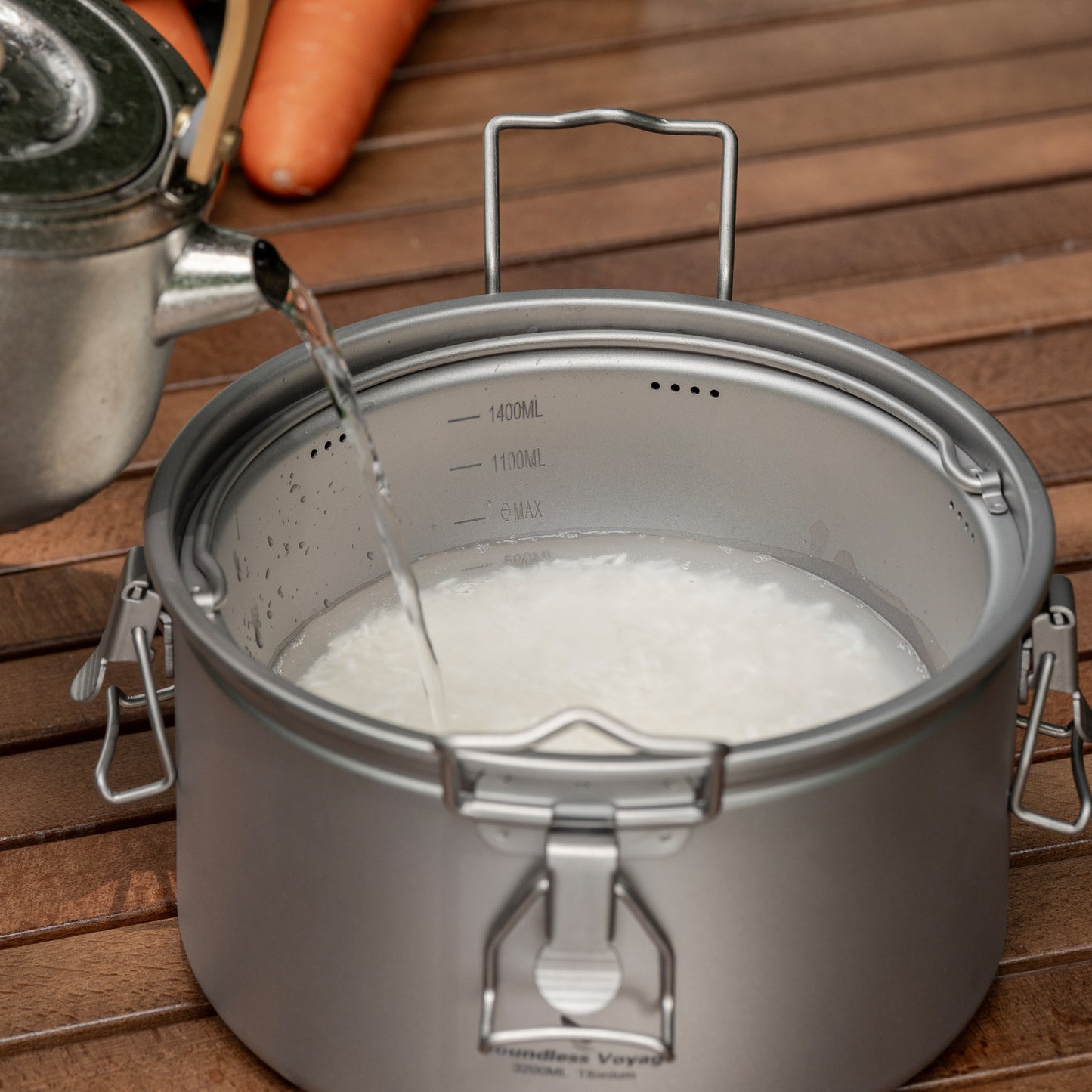 Boundless Voyage Titanium Camping Pot Multifunctional Cooker Ultralight Rice Cooker for Outdoor, Hiking, Travelling Ti2088C-Ti2092C