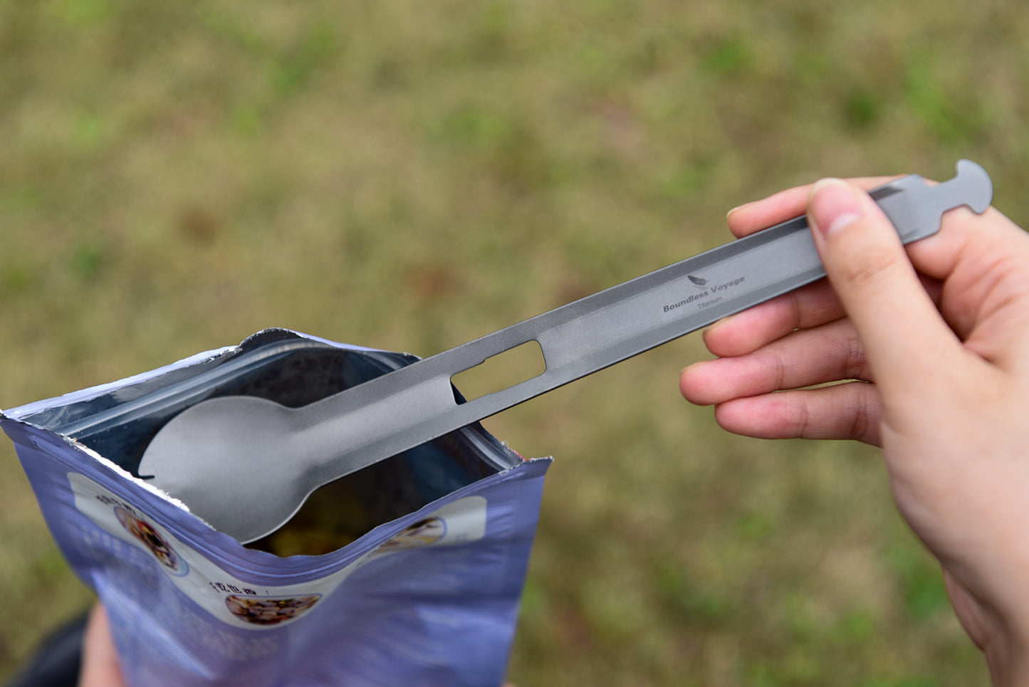 Boundless Voyage Titanium Alloy 4-in-1 Multi Utensil, Integrated Tong Spork Shovel Spatula, Lightweight Portable Cookware for Camping Backpacking Travel Outdoor Cooking Ti1080T