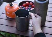 Boundless Voyage 1050ml Titanium Water Bottle with 600ml Flat Lid Nesting Cup, Portable Pure Titanium Survival Canteen Mug Kit, Lightweight Travel Tableware for Hiking Bushcraft Picnic Ti3007D