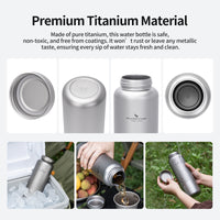 Boundless Voyage Pure Titanium Water Bottle 1200ml Dual Lids Flip Top & Screw Cap Ultralight Leakproof for Camping Hiking Gym Travel Ti3019D