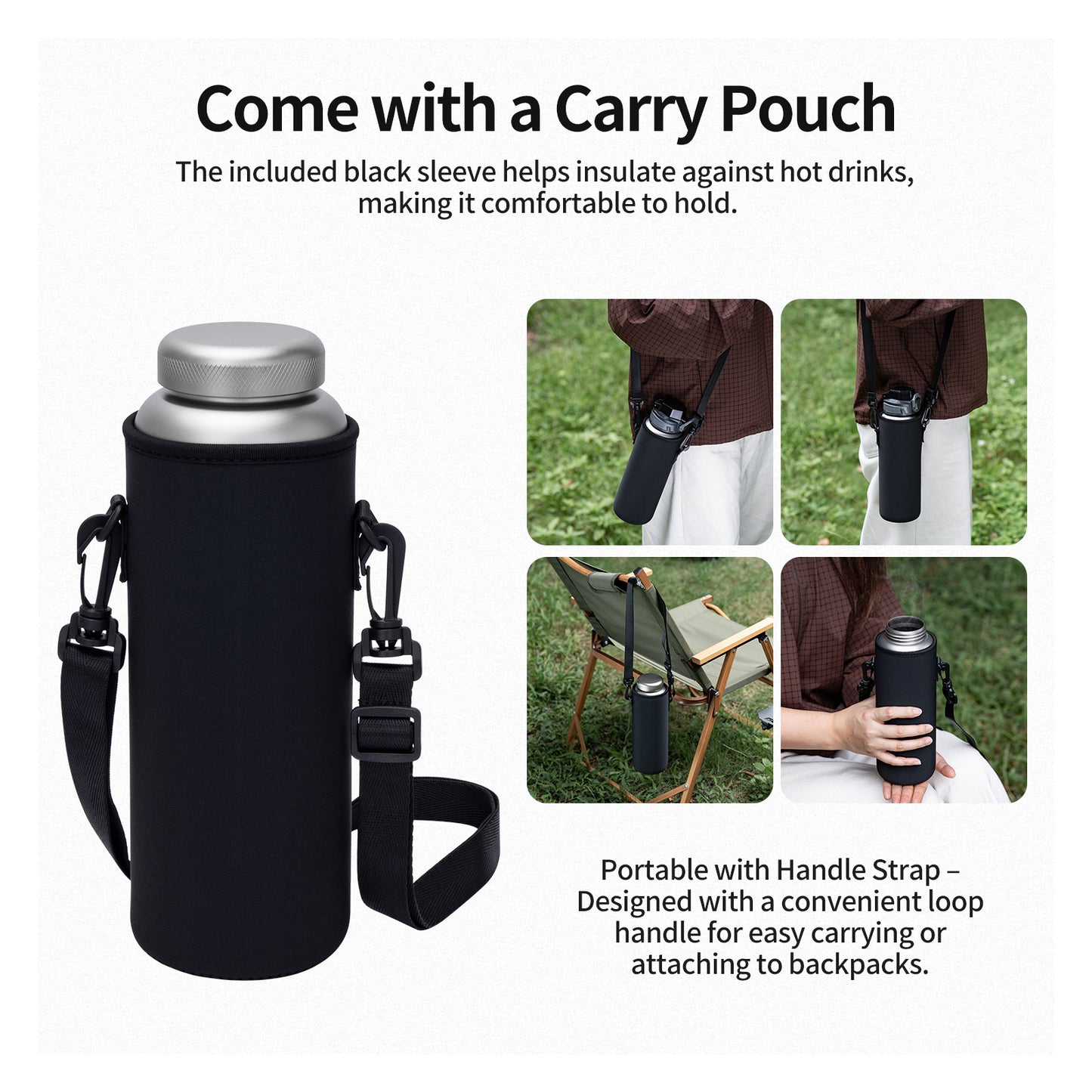 Boundless Voyage 1200ml Pure Titanium Water Bottle 2 Lids (Flip Top & Titanium Screw Lid) | Ultralight Leakproof Drink Bottle for Camping Hiking Gym Travel  Ti3019D