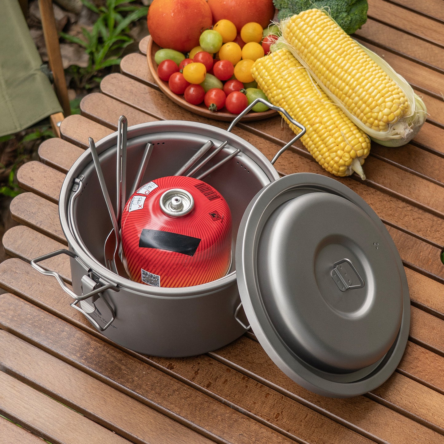 Boundless Voyage Titanium Camping Pot Multifunctional Cooker Ultralight Rice Cooker for Outdoor, Hiking, Travelling Ti2088C-Ti2092C