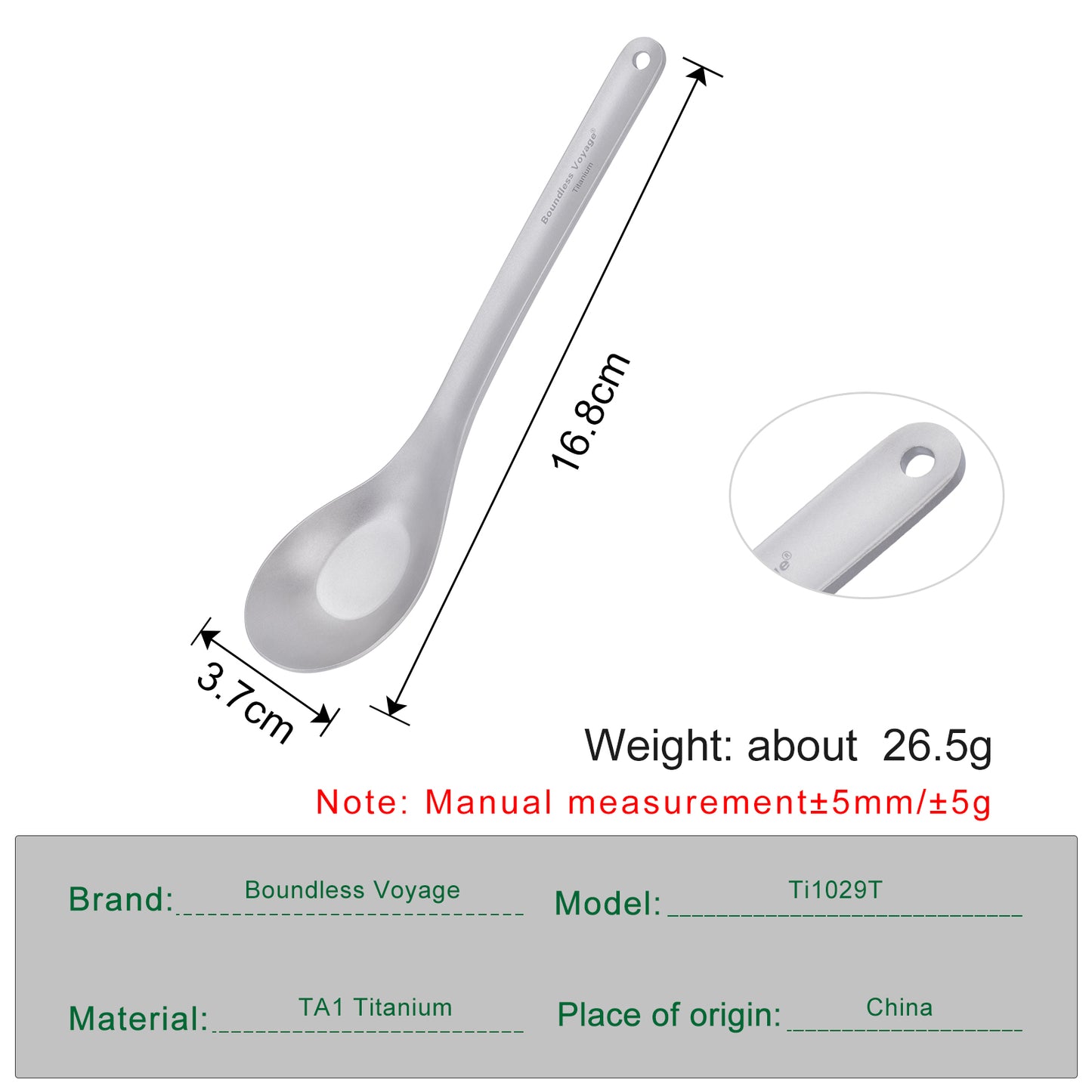 Boundless Voyage Long Handle Pure Titanium Soup Spoon | Ultralight Reusable Cutlery for Camping, Hiking & Daily Use Ti1029T
