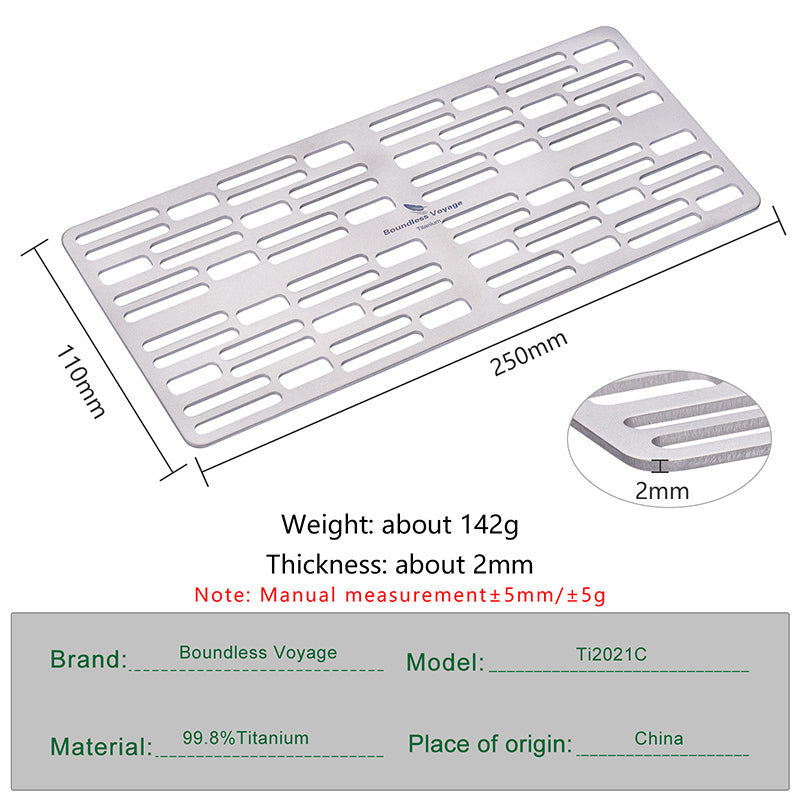 Boundless Voyage Titanium Charcoal BBQ Grill Plate Barbecue For Food Potato Vegetable in Family Garden Outdoor Hiking Camping Ultralight Durable