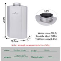 Boundless Voyage Titanium Water Bottle 2500ML Big Capacity Sports Water Bottle Ultralight Leakproof Drinkware for Outdoor Camping Hiking Ti3004D