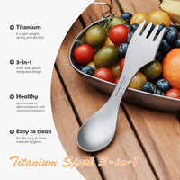 Boundless Voyage Titanium Spork 3-in-1 Fork, Spoon, Knife Cutlery Combo Ultra Lightweight Camping Utensil Ti1064T