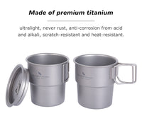 Boundless Voyage Titanium Coffee Cup 250ml Tea Mug Outdoor Camping Tableware Portable Lightweight Mug Ti3051D-Ti3051D