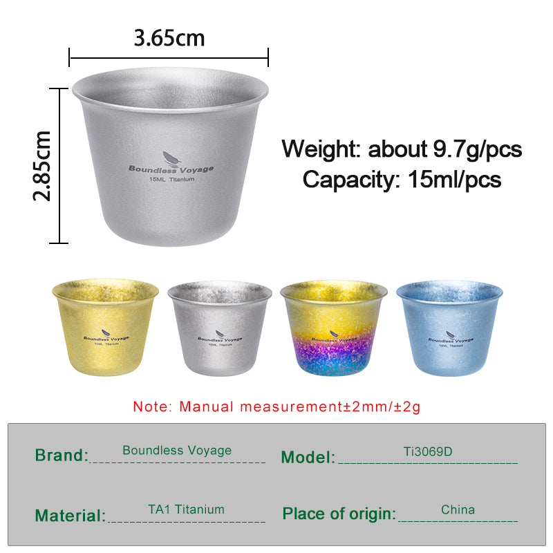 Boundless Voyage Titanium Mini Wine Teacup 15ml Portable Drinking Cup Small Tequila Whiskey Cup Outdoor Camping Drinkware Ti3069D