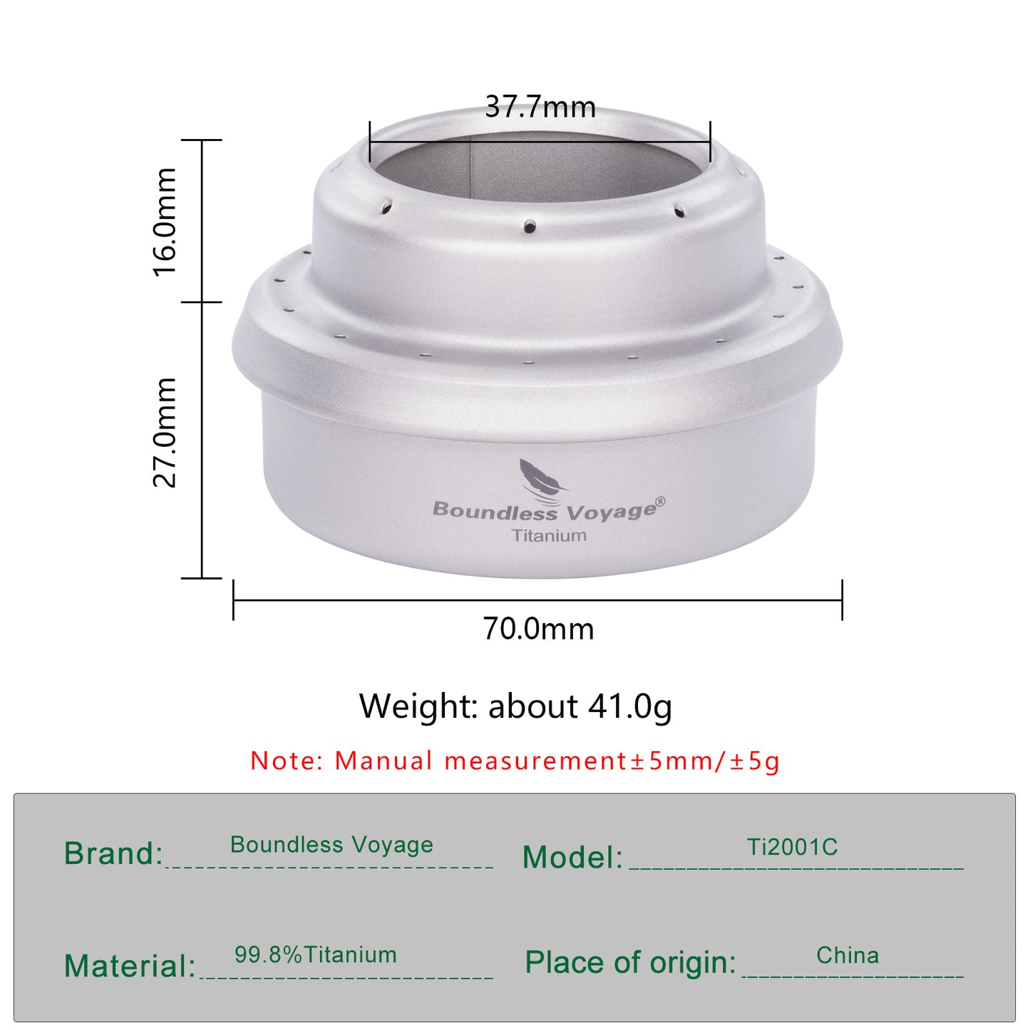 Boundless Voyage Mini Titanium Alcohol Spirit Stove | Ultralight Portable Camping Alcohol Burner, Outdoor Cooker for Backpacking Picnic Travel Ti2001C
