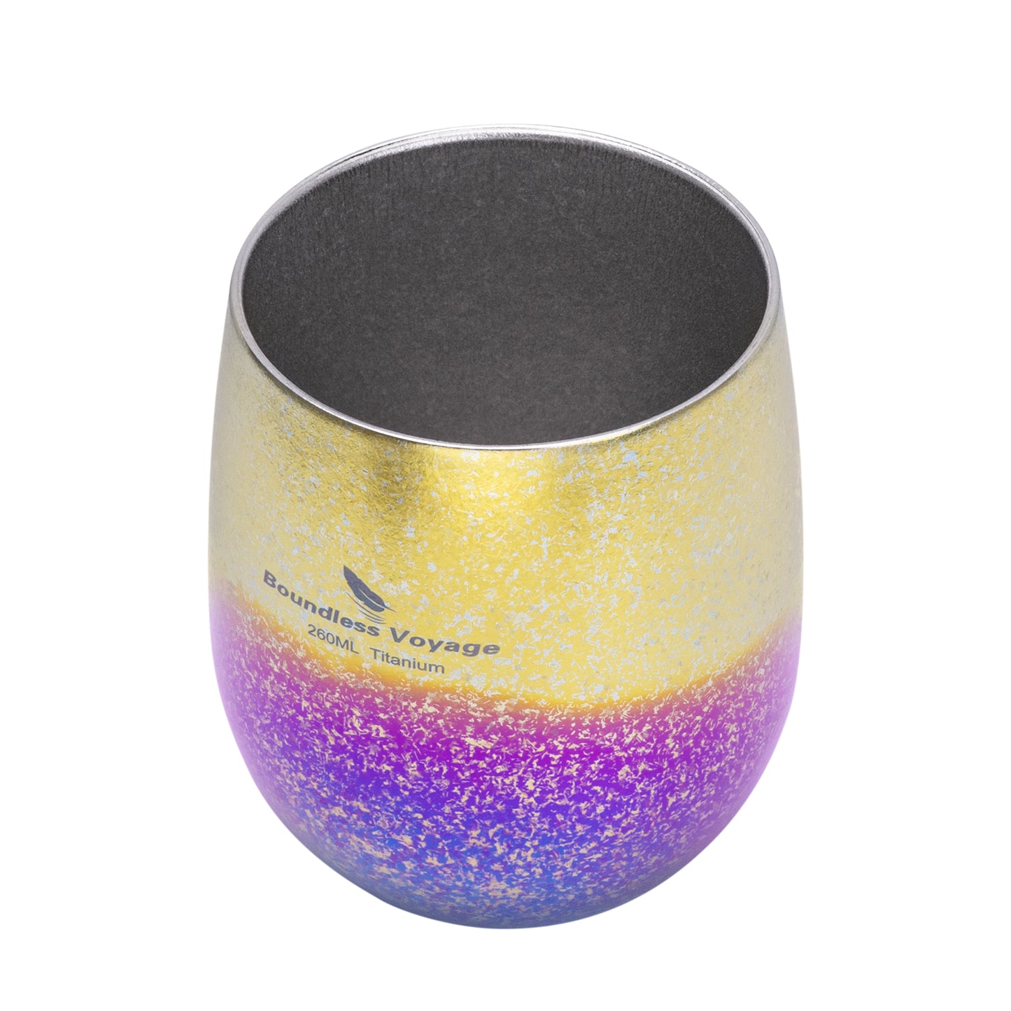 Boundless Voyage 260ML Titanium Double-Walled Egg Shaped Cup, Ice Crystal High-Temp Crystalline Texture Insulated Tea Coffee Mug, Ultralight Portable Drinkware for Camping, Travel & Daily Home Use Ti3084D
