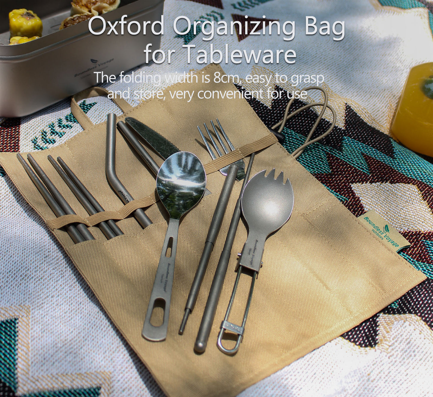 Boundless Voyage 7‑Hole Oxford Organizing Bag, Water‑Resistant Portable Storage Pouch for Tableware, Chopsticks, Straw, Knife, Fork, Spoon and Tent Pegs for Outdoor Camping and Daily‑Use BV1036