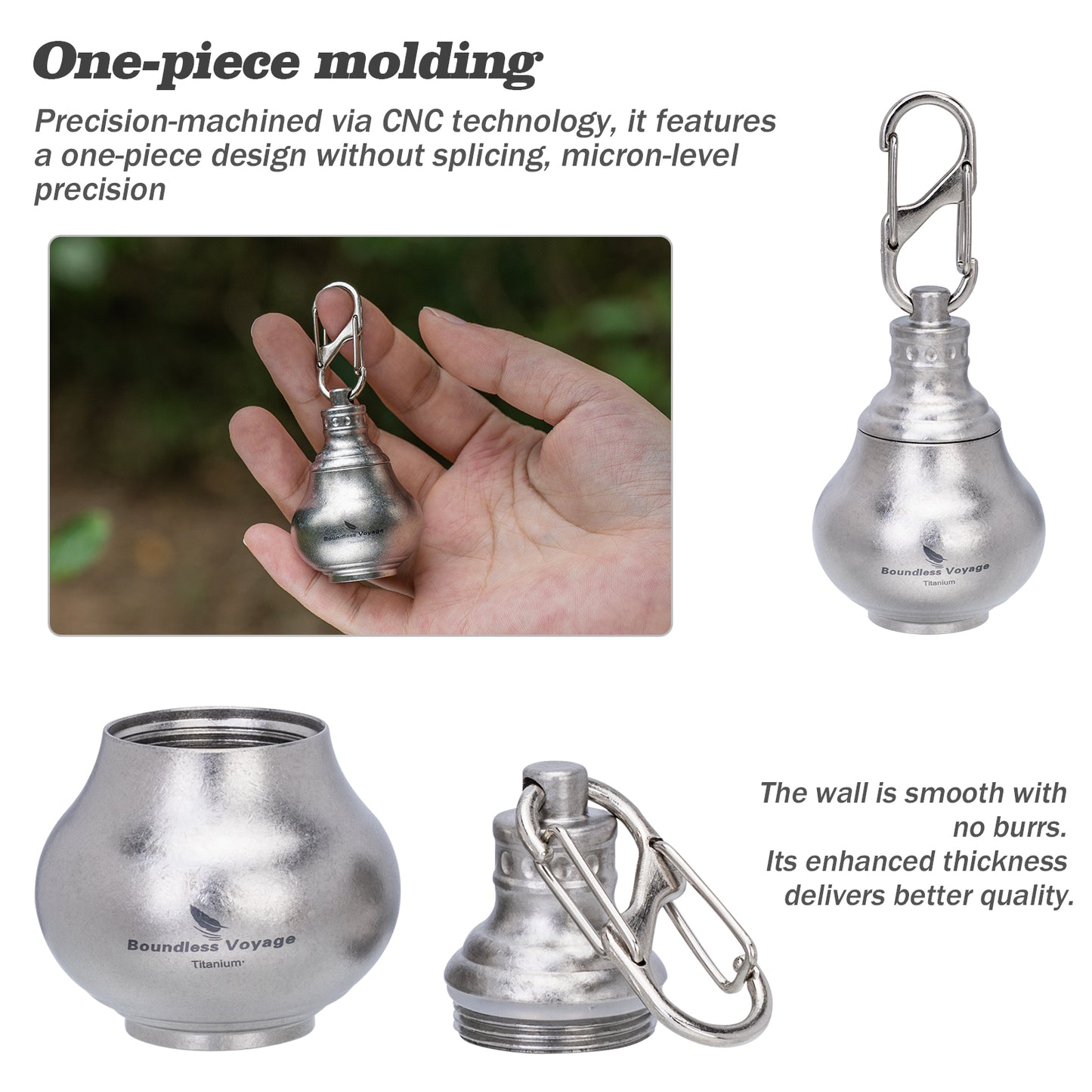 Boundless Voyage Titanium Mini Medicine Bottle, Compact Waterproof Pill Jar Portable Storage Container for Travel EDC Daily Carry Ti9006O