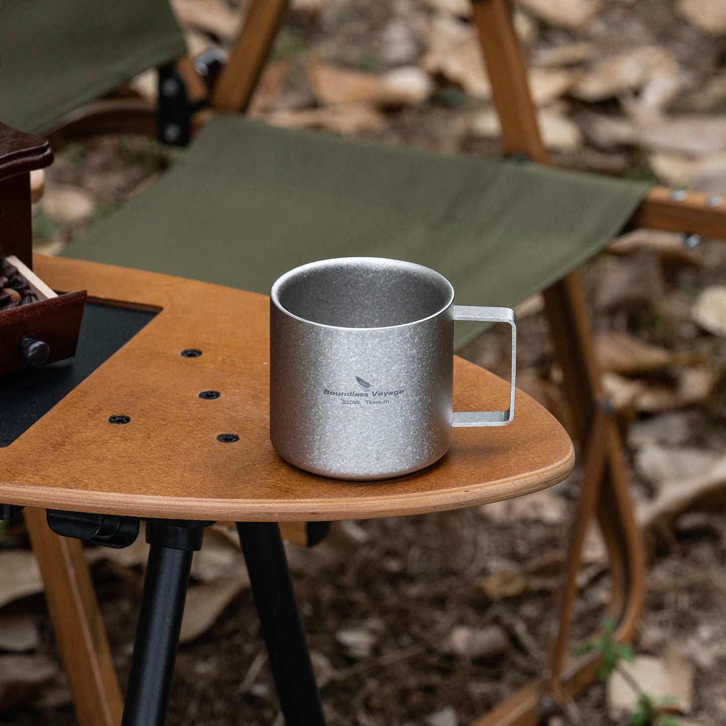 Boundless Voyage 220ml Double Wall Titanium Coffee Cup, Lightweight Portable Insulated Mug, Outdoor Camping Travel Tableware Ti3052D