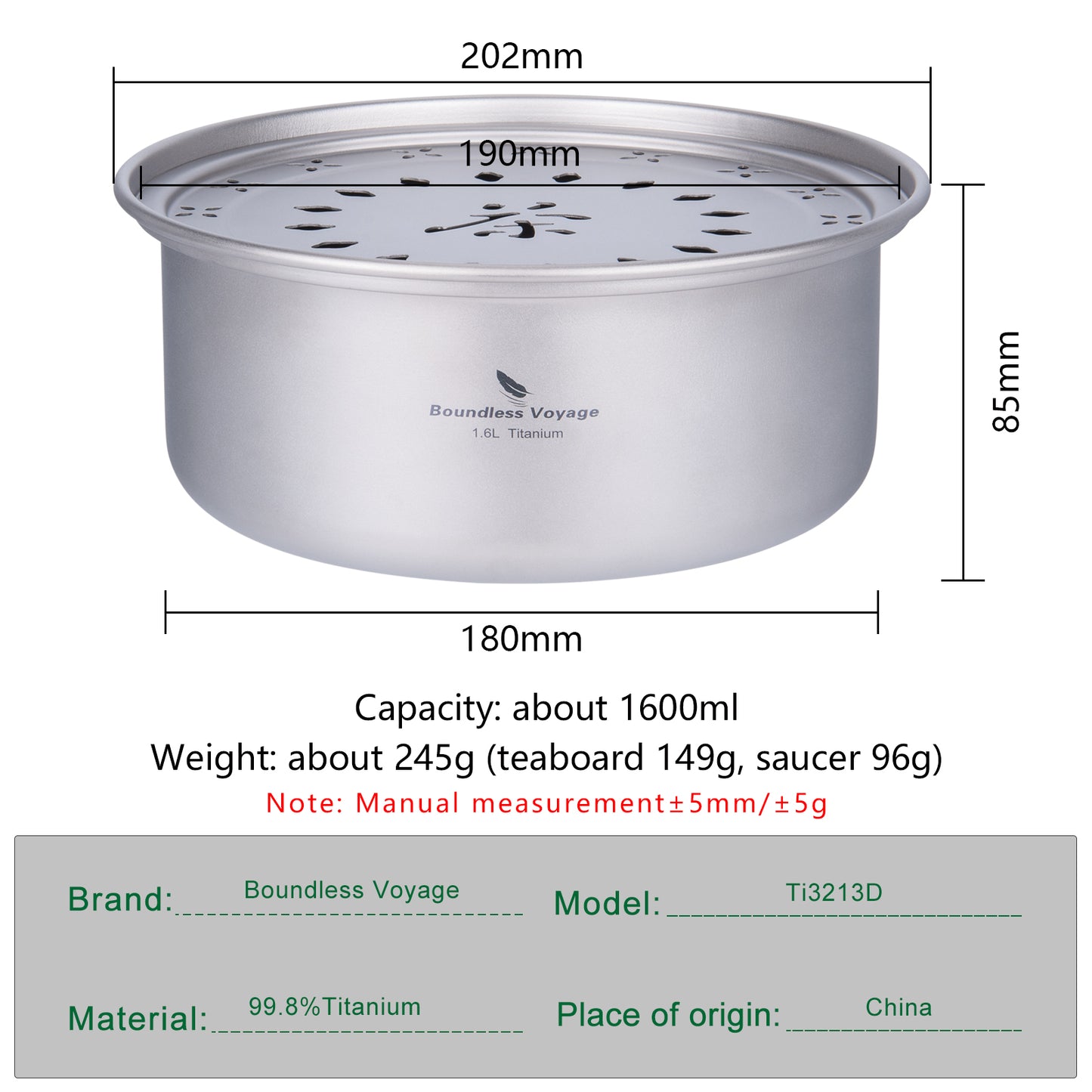 Boundless Voyage Titanium Portable Kung Fu Tea Tray, Portable Tea Saucer Compact Tea Board for Travel Camping Car Trip Ti3213D