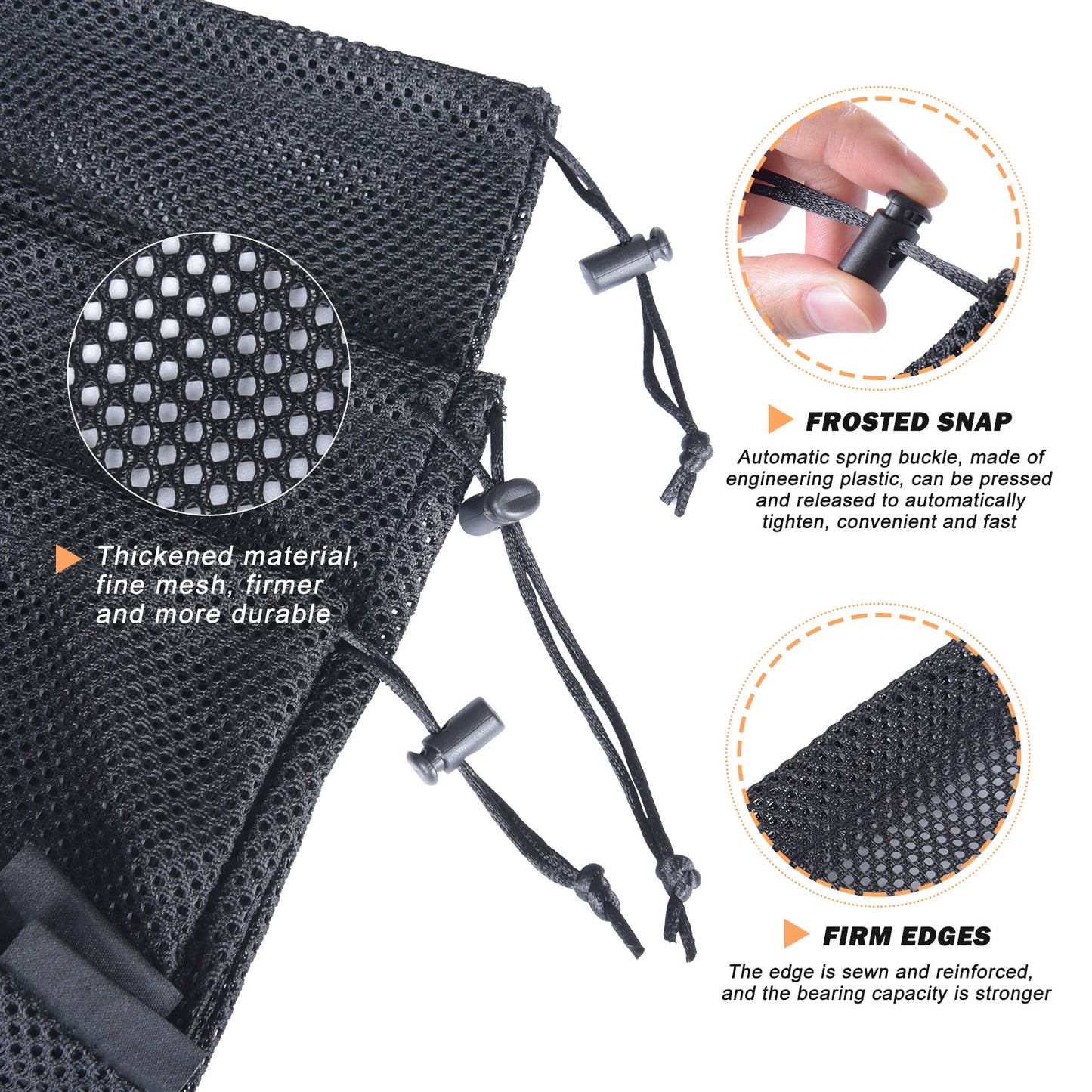 Boundless Voyage 5Pcs Nylon Mesh Storage Stuff Sacks, Drawstring Mesh Organizer Bags for Camping Gear, Clothes, Pot, Balls & Outdoor Supplies, 3 Sizes Optional BVP06/BVP07/BVP08