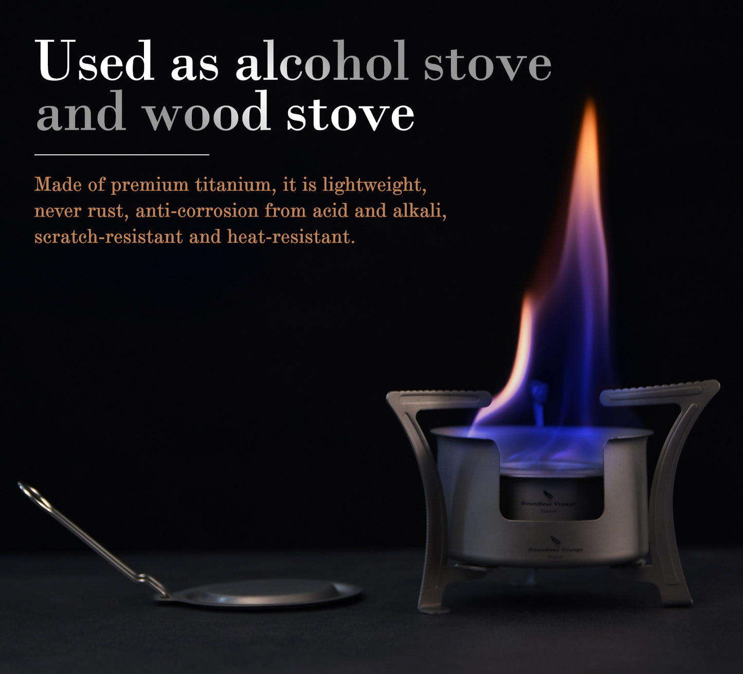 Boundless Voyage Camping Titanium Alcohol Spirit Stove with Pot Stand Outdoor Hiking Backpacking Mini Wood Furnace Burner Ti2013C