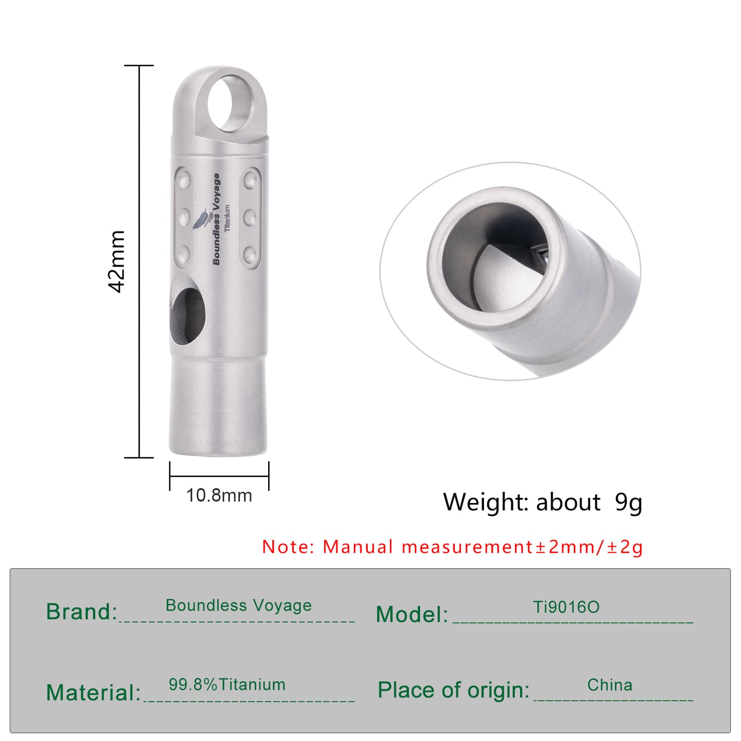 Boundless Voyage Titanium Whistle Emergency Survival Safety Whistles with Lanyard Loud for Outdoor Camping Hiking Coaches Training Sports Keychain Whistle Ti9016O