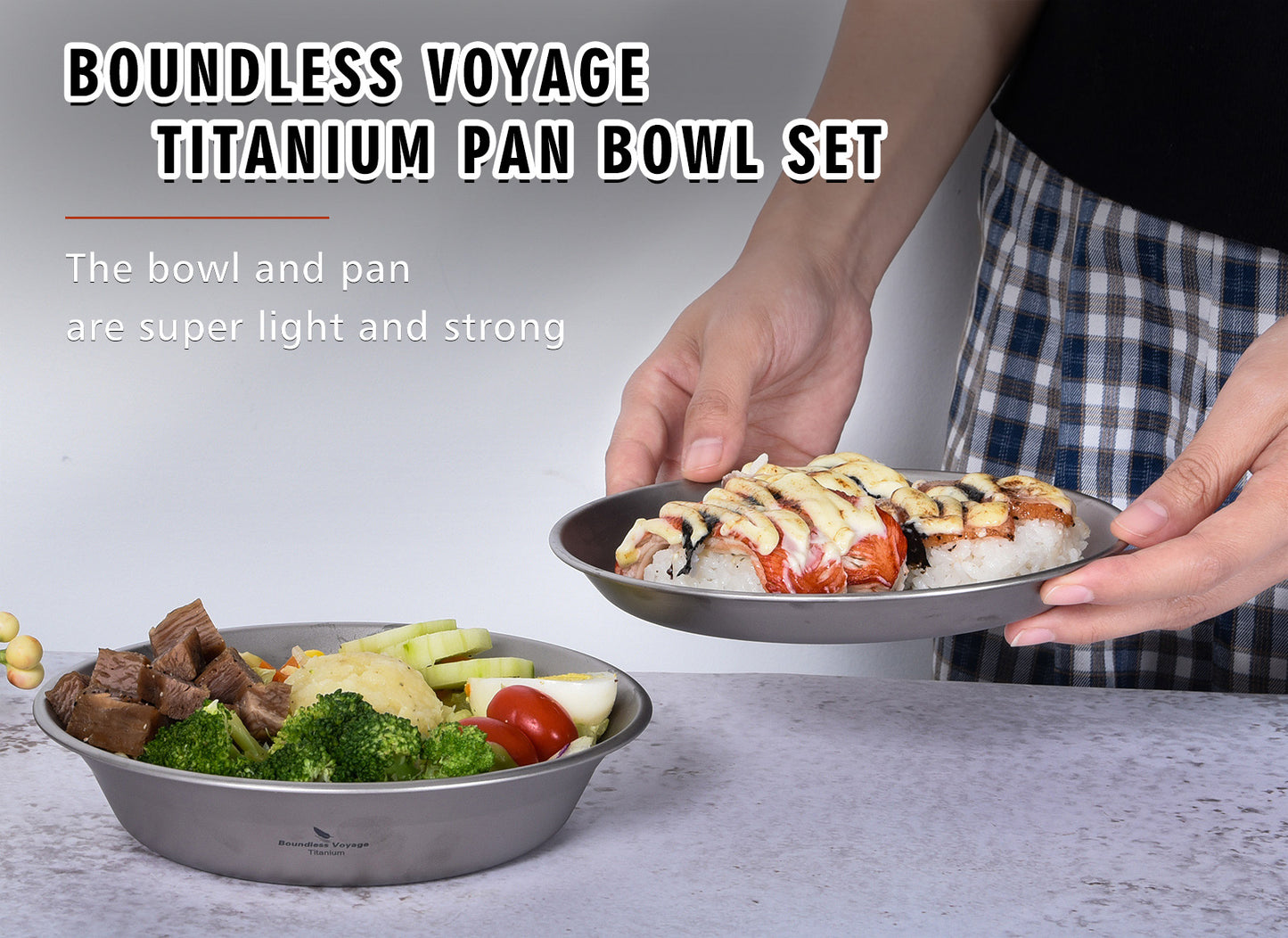 Boundless Voyage Ultralight Titanium Bowl and Plate Set, Portable Outdoor Tableware with Carry Bag & Gift Box for Camping, Hiking, Backpacking and Picnic Ti1113T