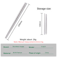 Boundless Voyage Pure Titanium Telescopic Foldable Chopsticks | Ultralight Portable Reusable Cutlery for Camping Hiking Travel Picnic Ti1007T