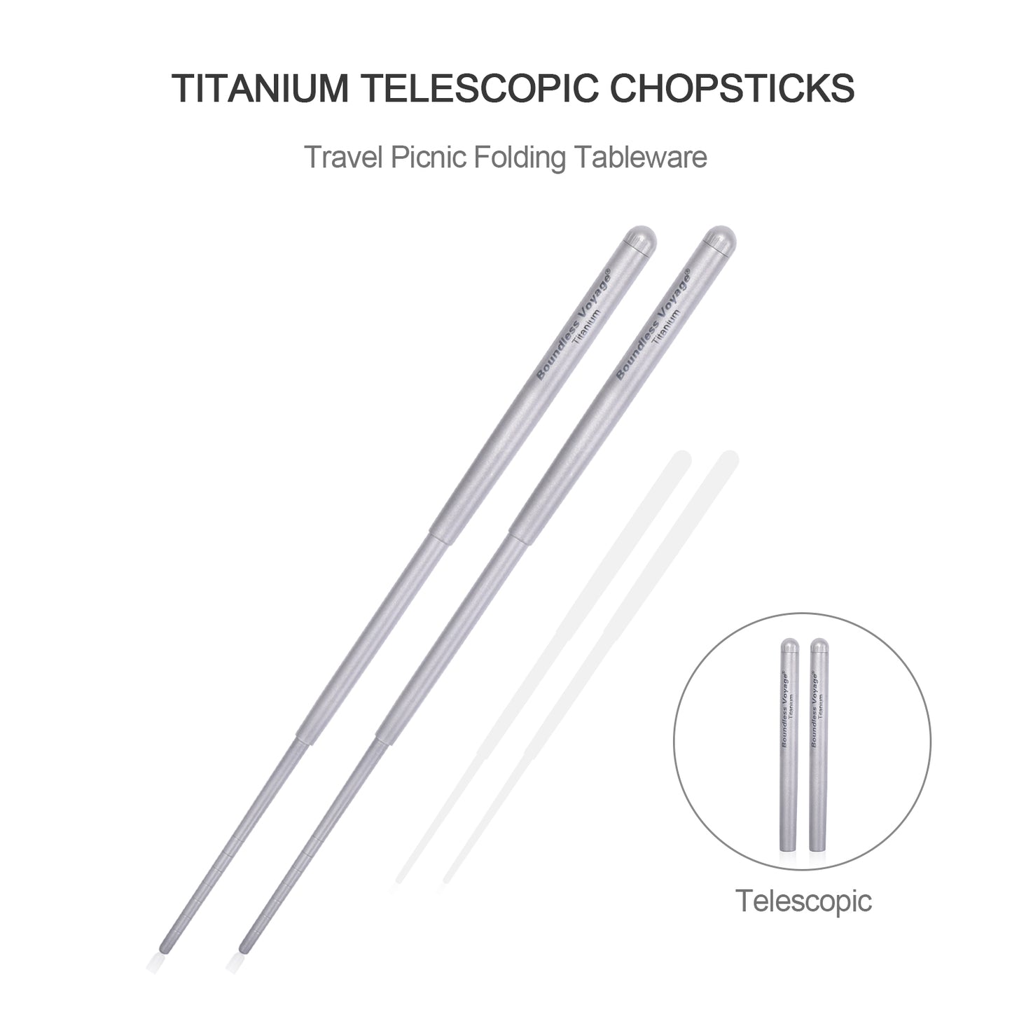 Boundless Voyage Foldable Telescopic Titanium Chopsticks Outdoor Camping Travel Picnic Folding Tableware Cutlery Titanium Camping Utensils Ti1004T