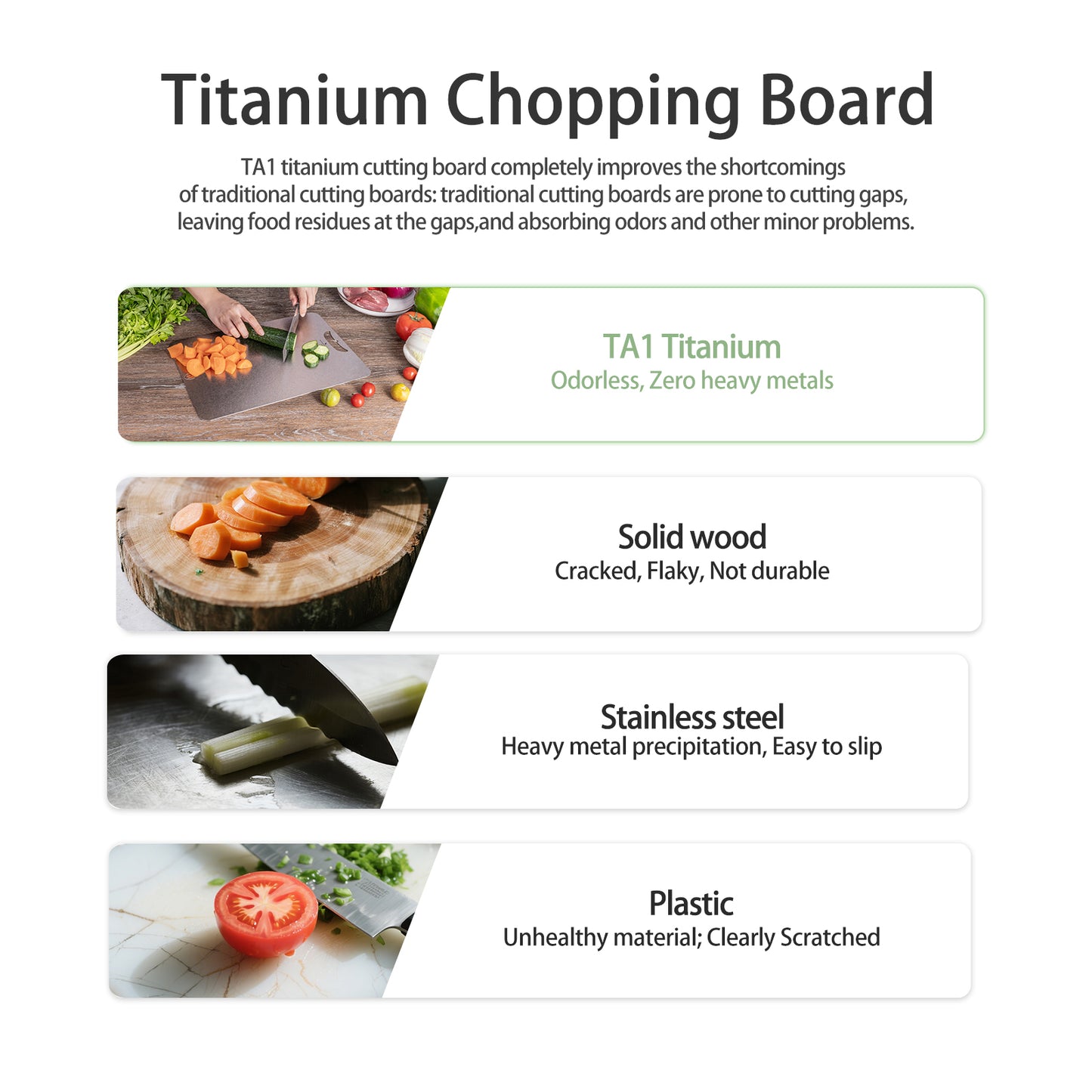 Boundless Voyage Titanium Cutting Board 1.5mm Crystalline, Dual-Side Hanging Hole for Kitchen Camping Ti5006P-Ti5008P