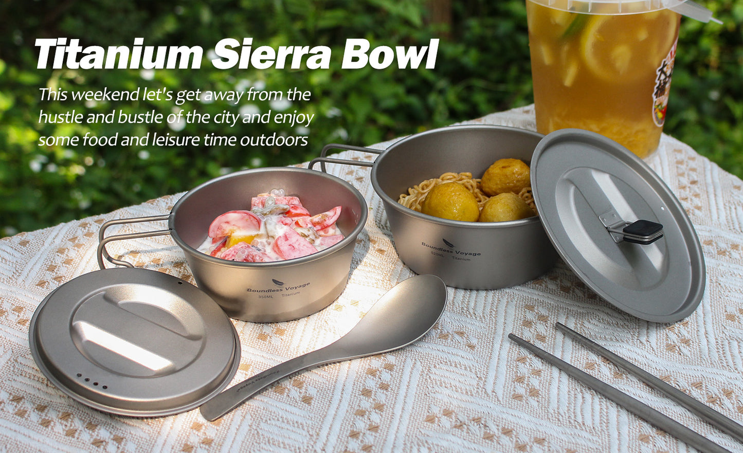 Boundless Voyage Titanium Sierra Bowl Cup with Handle & Lid | Portable Outdoor Camping Tableware Mug, 350ml / 520ml for Hiking Travel  Ti1097T -Ti1099T