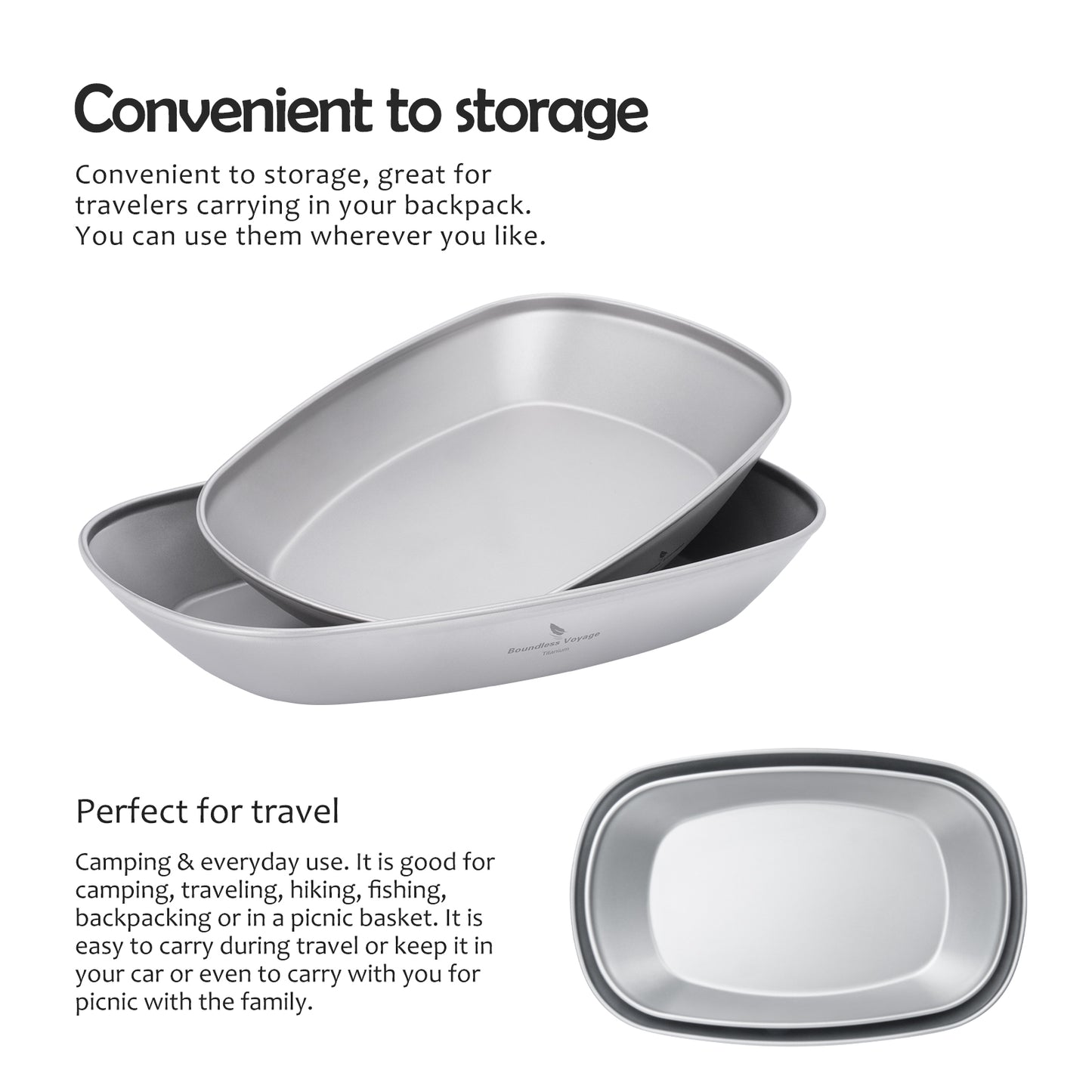 Boundless Voyage Ultralight Pure Titanium Plate, Portable Outdoor Camping Dish with Mesh Carry Bag for Hiking Backpacking Picnic Daily‑Use Tableware Ti1143T