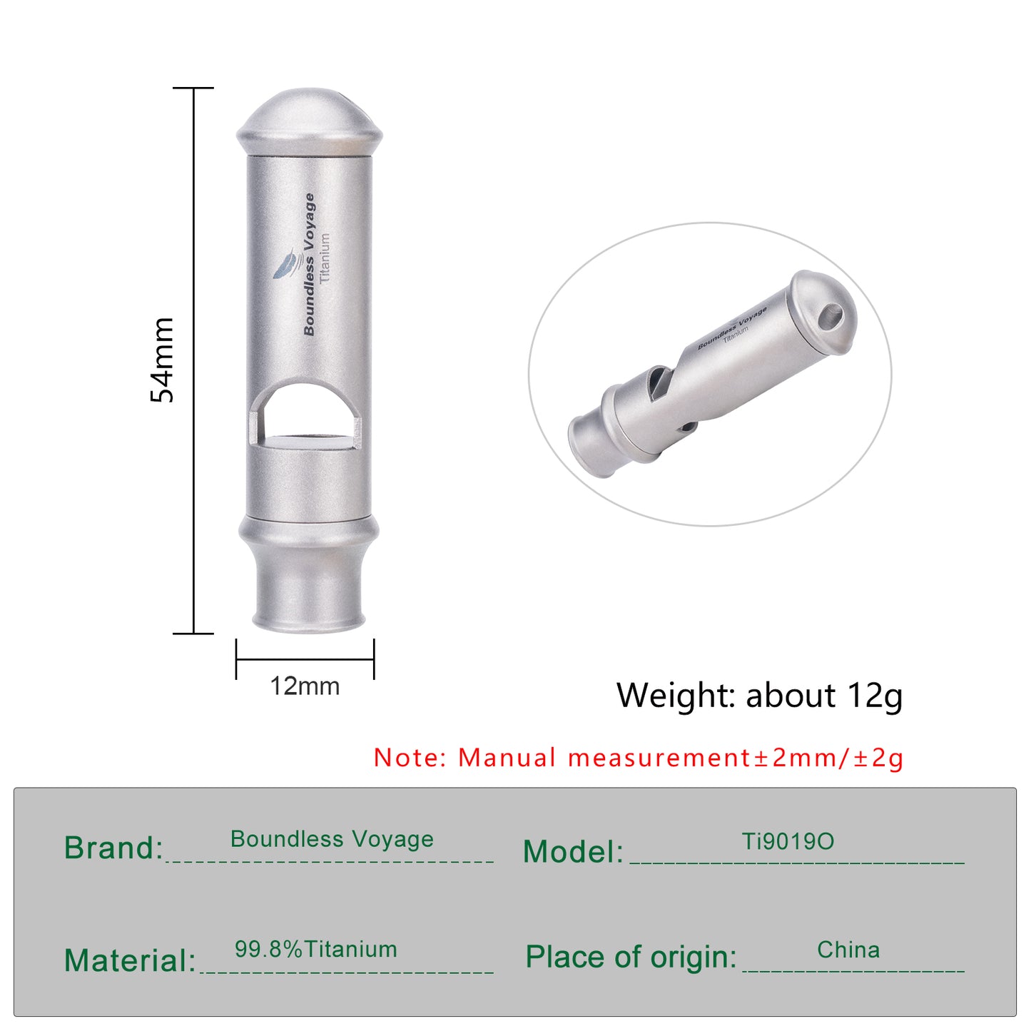 Boundless Voyage Titanium Whistle Emergency Survival Safety Whistles with Lanyard Loud for Outdoor Camping Hiking Coaches Training Sports Keychain Whistle Ti9019O