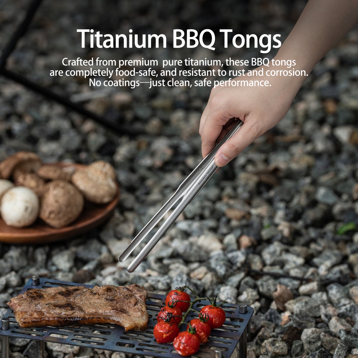 Boundless Voyage Titanium BBQ Tongs, Ultralight Heat-Resistant Rustproof Grilling Tongs for Camping Hiking Outdoor Cooking Ti1014T