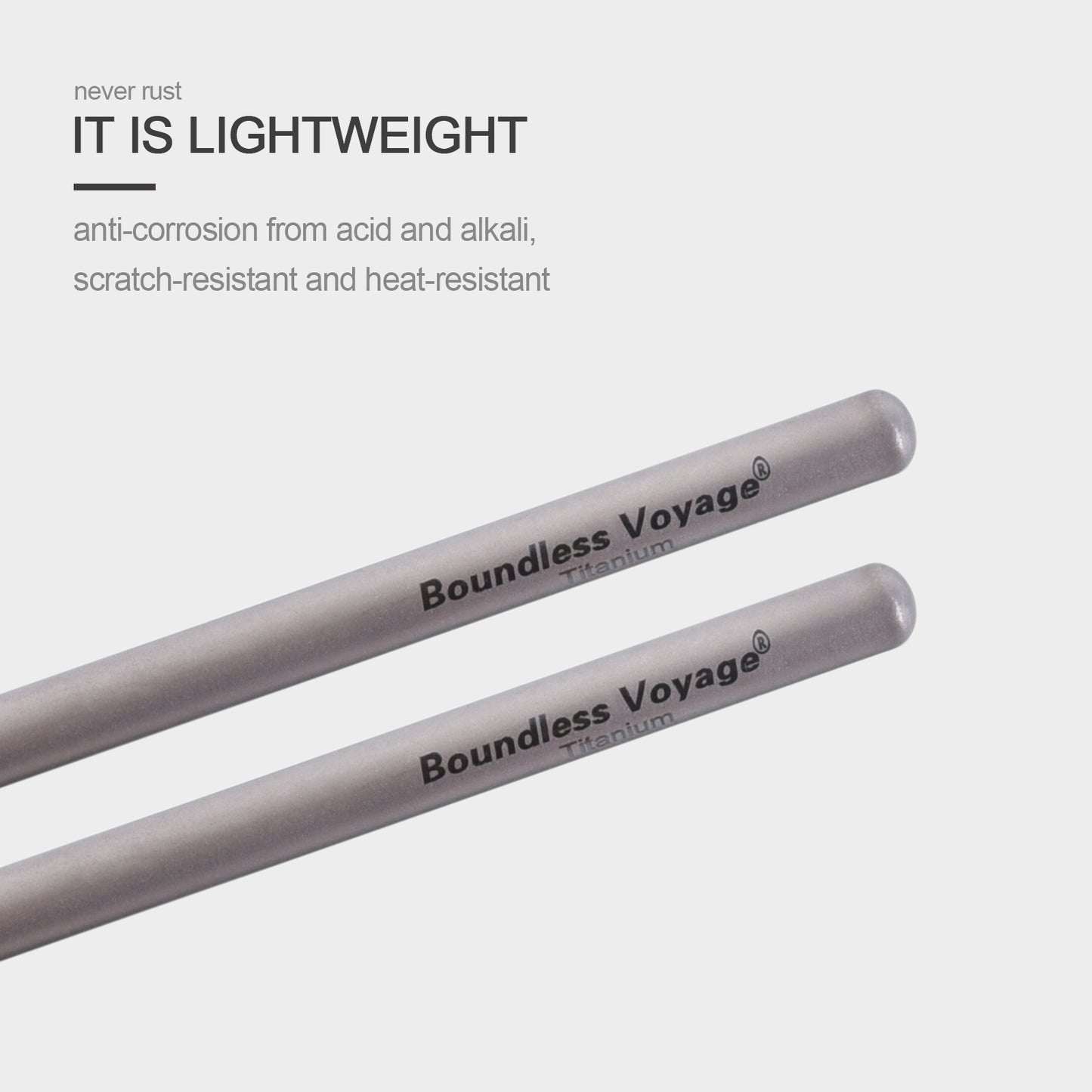 Boundless Voyage 23cm Pure Titanium Round Chopsticks | Ultralight Reusable Cutlery for Home Camping Travel Outdoor Dining Ti1002T