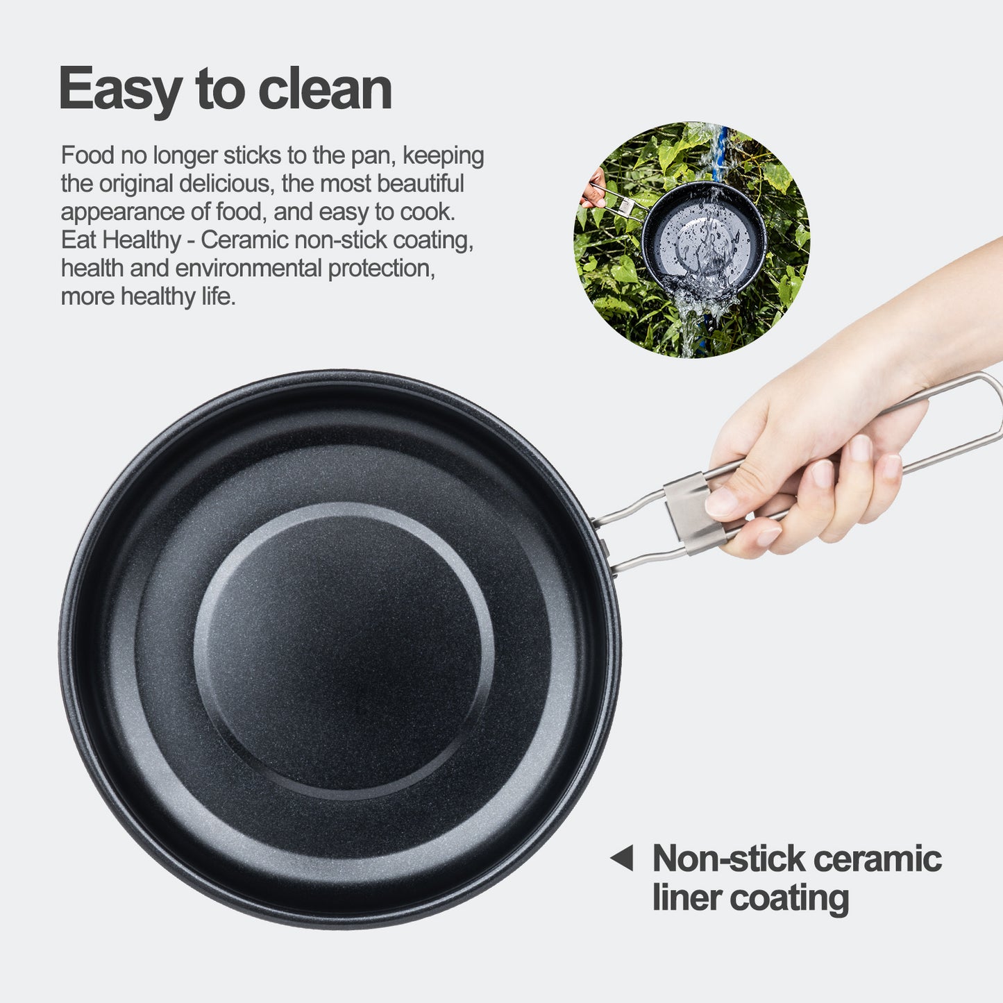 Boundless Voyage Pure Titanium Non-Stick Frying Pan with Foldable Handle, Ultralight Camping Skillet , Portable Outdoor Cookware for Backpacking, Picnic Ti2069C/Ti2070C