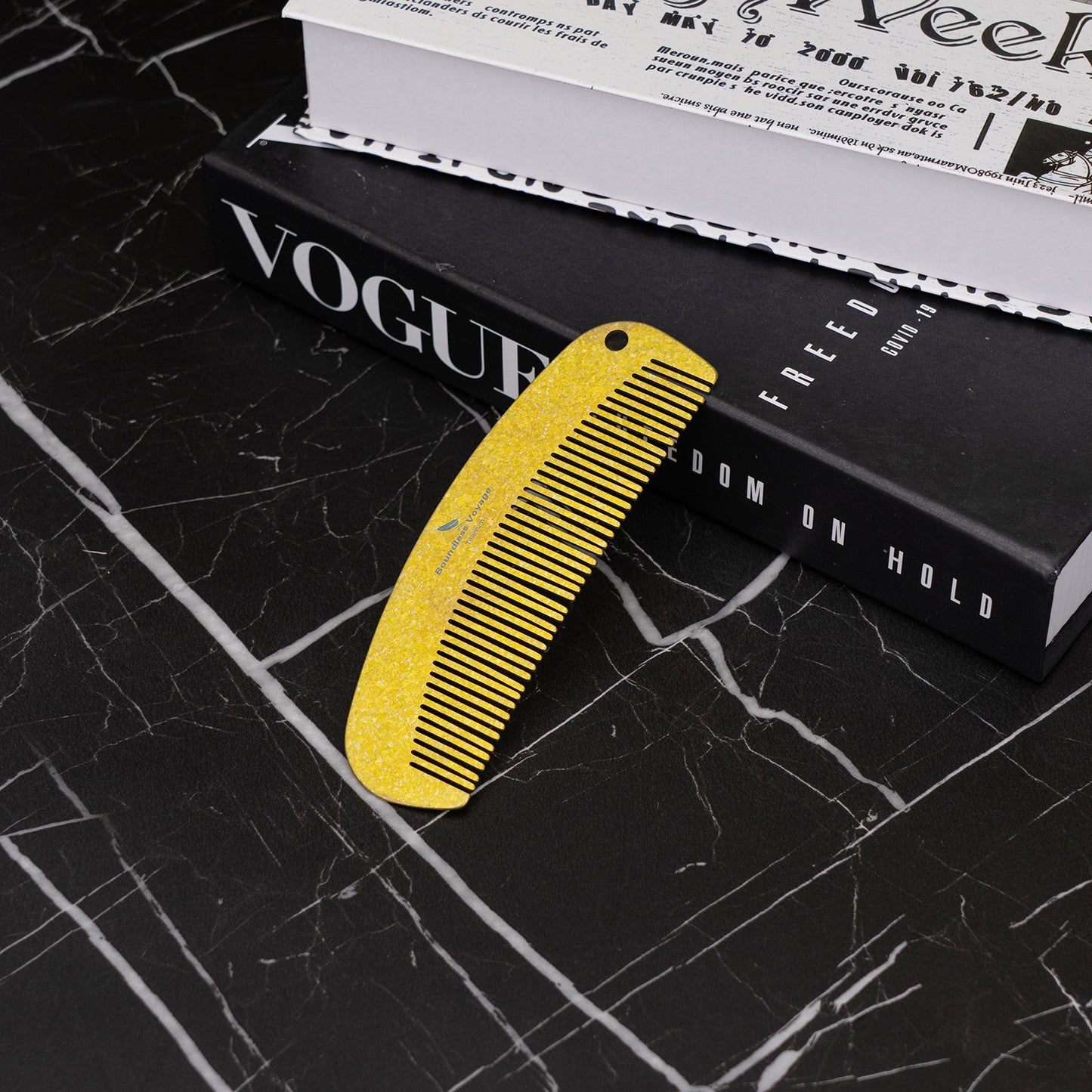 Boundless Voyage Titanium Crescent Comb, Unisex Hair & Beard Styling Comb for Daily Home Use and Travel Carry Ti9011B