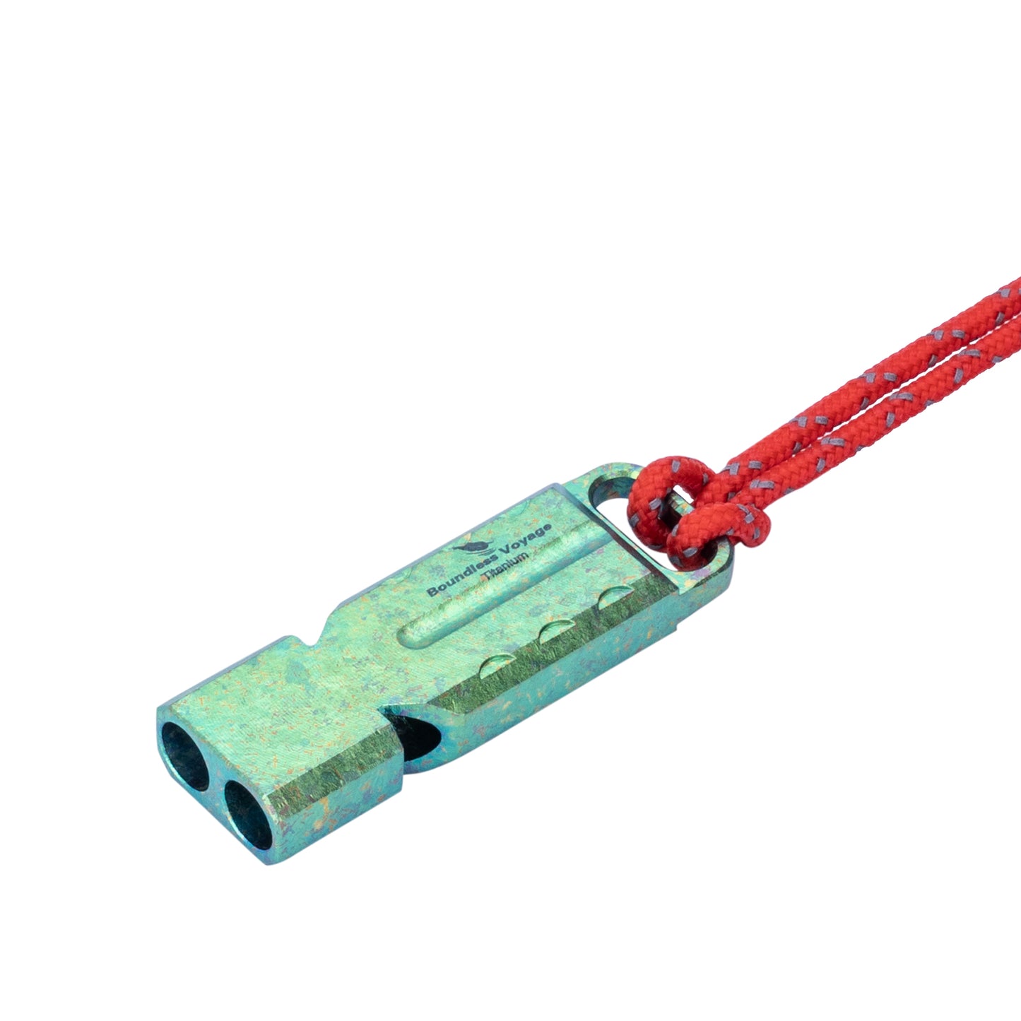 Boundless Voyage Titanium Dual Tube Survival Whistle, High Decibel Emergency Whistle, Lightweight & Durable Outdoor Safety Whistle for Camping Hiking Backpacking Ti9029O