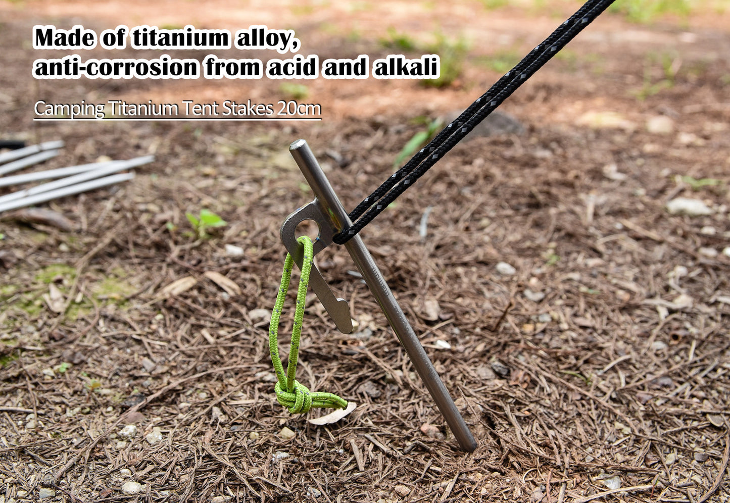 Boundless Voyage 20cm Pure Titanium Tent Stakes 6Pcs | Ultralight Heavy Duty Tent Pegs for Hard Soil, Snowfield & Grassland, Multi-Purpose Accessories for Camping, Hiking, Climbing & Garden Plant Support Ti4014P