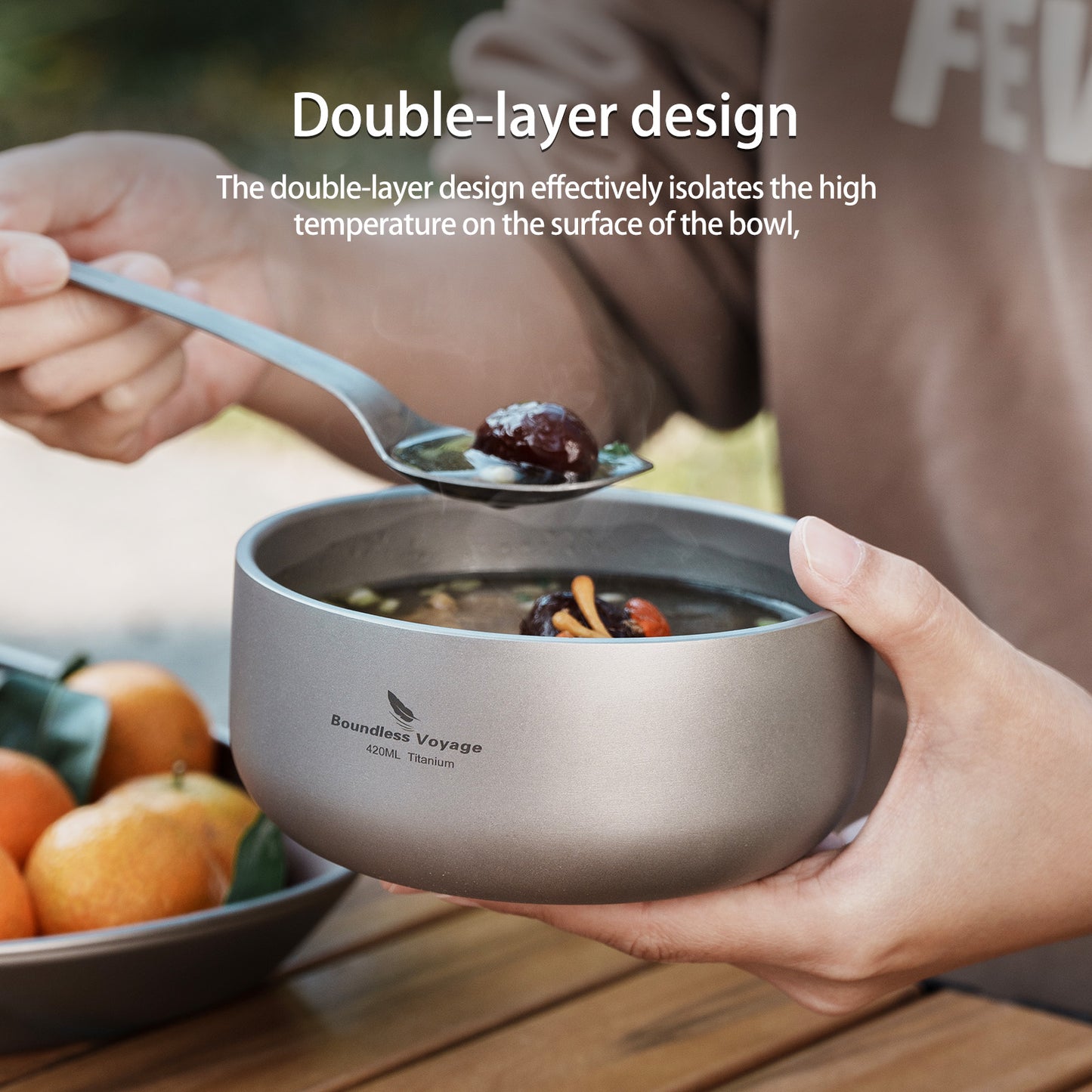 Boundless Voyage Sandblasted Double Walled Pure Titanium Bowl 200ml / 420ml | Ultralight Portable Metal Tableware for Oatmeal, Rice, Soup, Outdoor Camping & Daily Home Use Ti1083T/Ti1084T