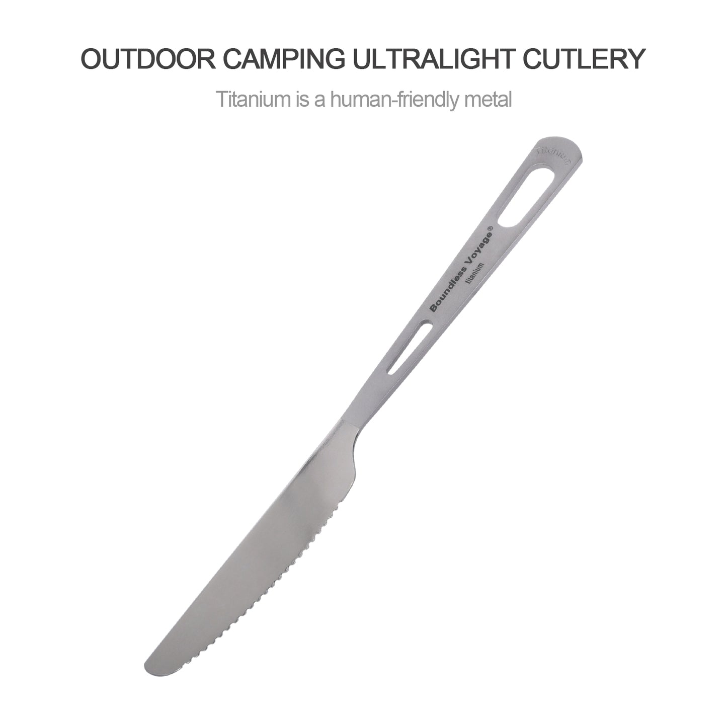 Boundless Voyage Ultralight Titanium Dinner Knife with Polished Blade and Matte‑Finished Handle, Ideal for Steak, Portable Cutlery for Outdoor Travel, Office, School and Household Use Ti1043T