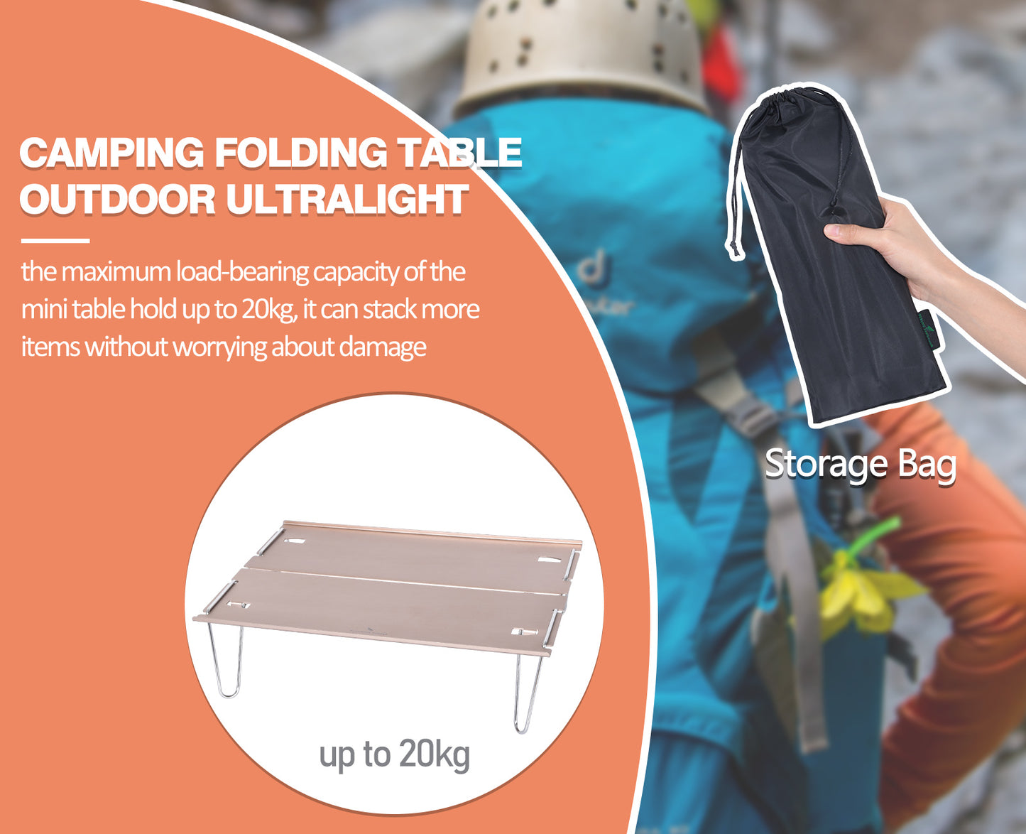 Boundless Voyage Ultralight Aluminum Alloy Mini Folding Table, Detachable Portable Outdoor Dining Table for Camping Hiking Backpacking Picnic BVT01
